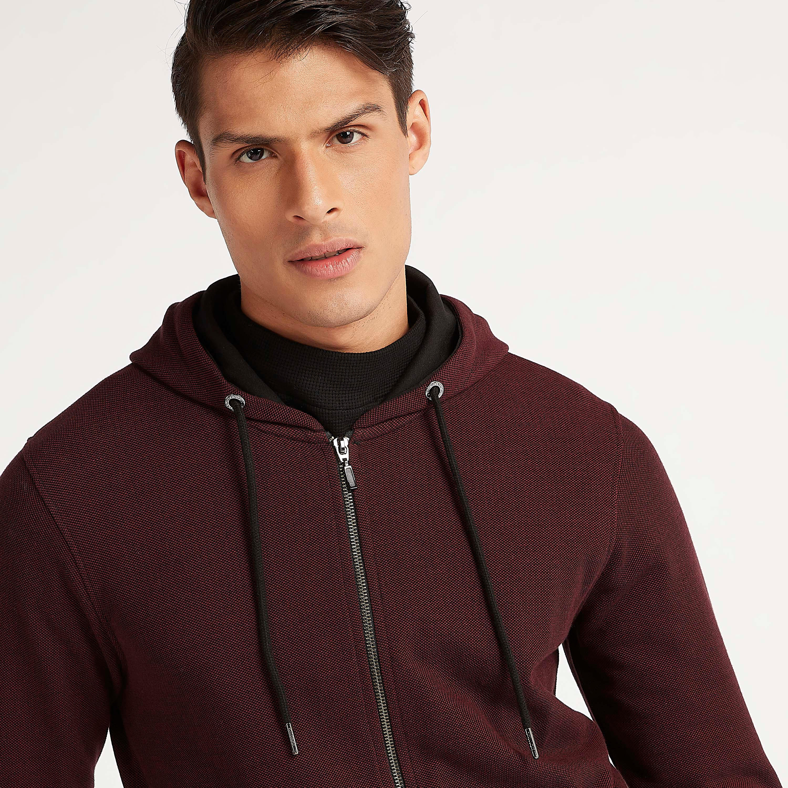 Sustainable Iconic Textured Zip Through Hoodie with Long Sleeves-men-winterwear-hoodiesandsweatshirts-image-3