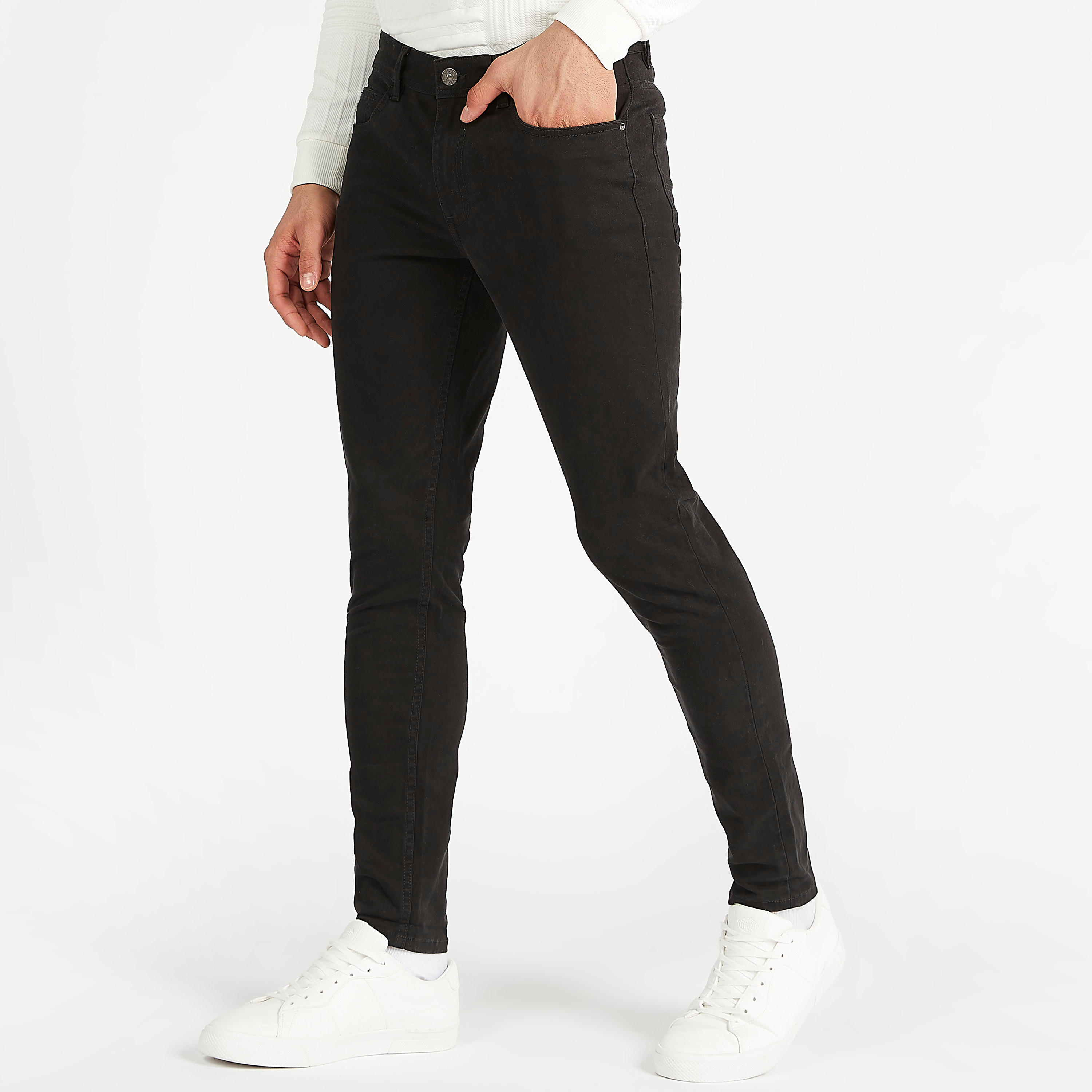 بنطلون مستدام سادة بخصر متوسّط الإرتفاع وجيوب-men-clothing-bottoms-trousersandchinos-trousers-image-1