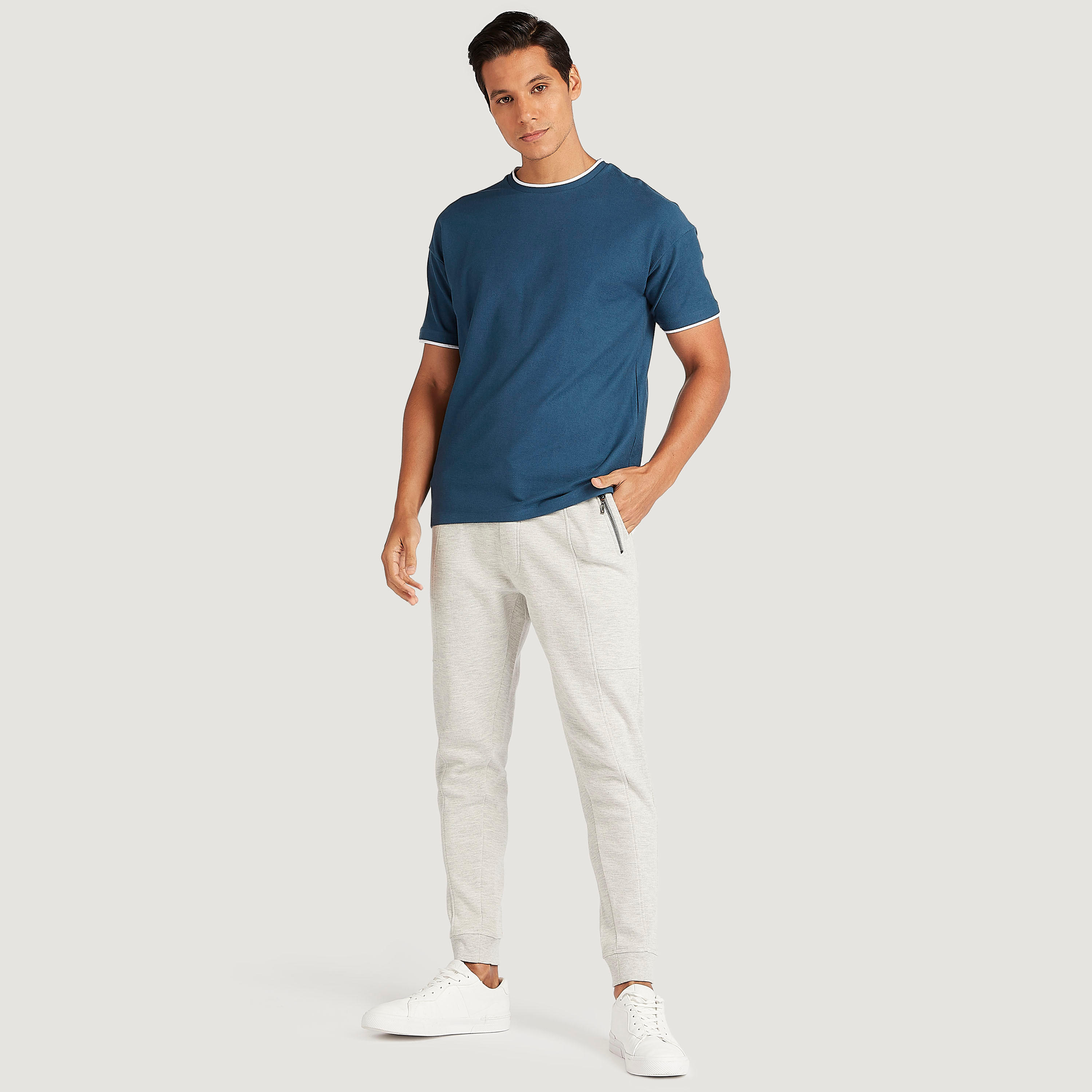 بنطلون رياضي سادة برباط إغلاق وجيوب بسحّاب من آيكونيك-men-clothing-bottoms-joggers-image-4