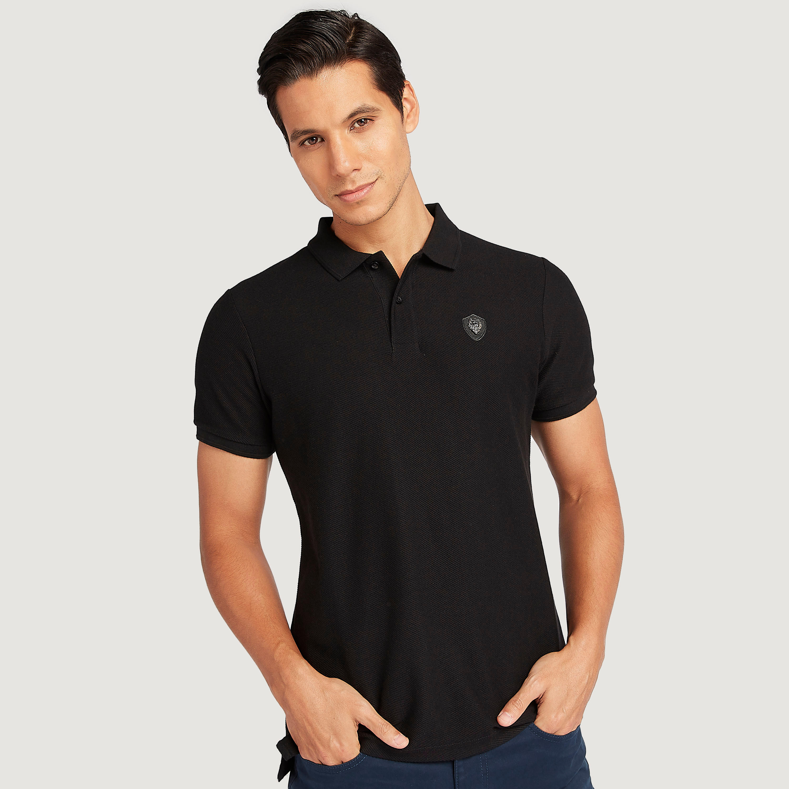 Iconic Textured Polo T-shirt with Short Sleeves-men-clothing-tshirtsandpolos-polos-image-1