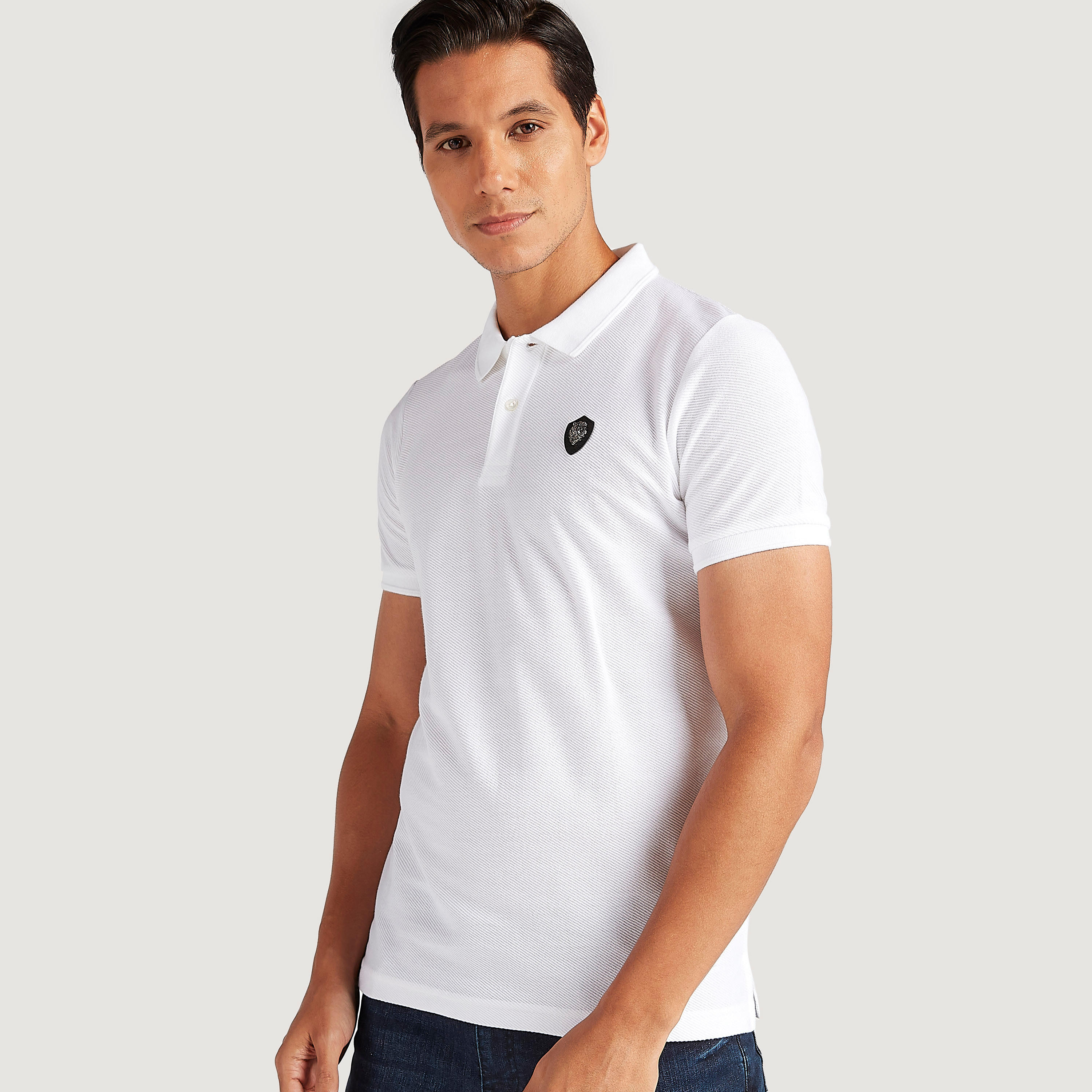 تيشيرت بولو بارز الملمس وأكمام قصيرة من آيكونيك-men-clothing-tshirtsandpolos-polos-image-1