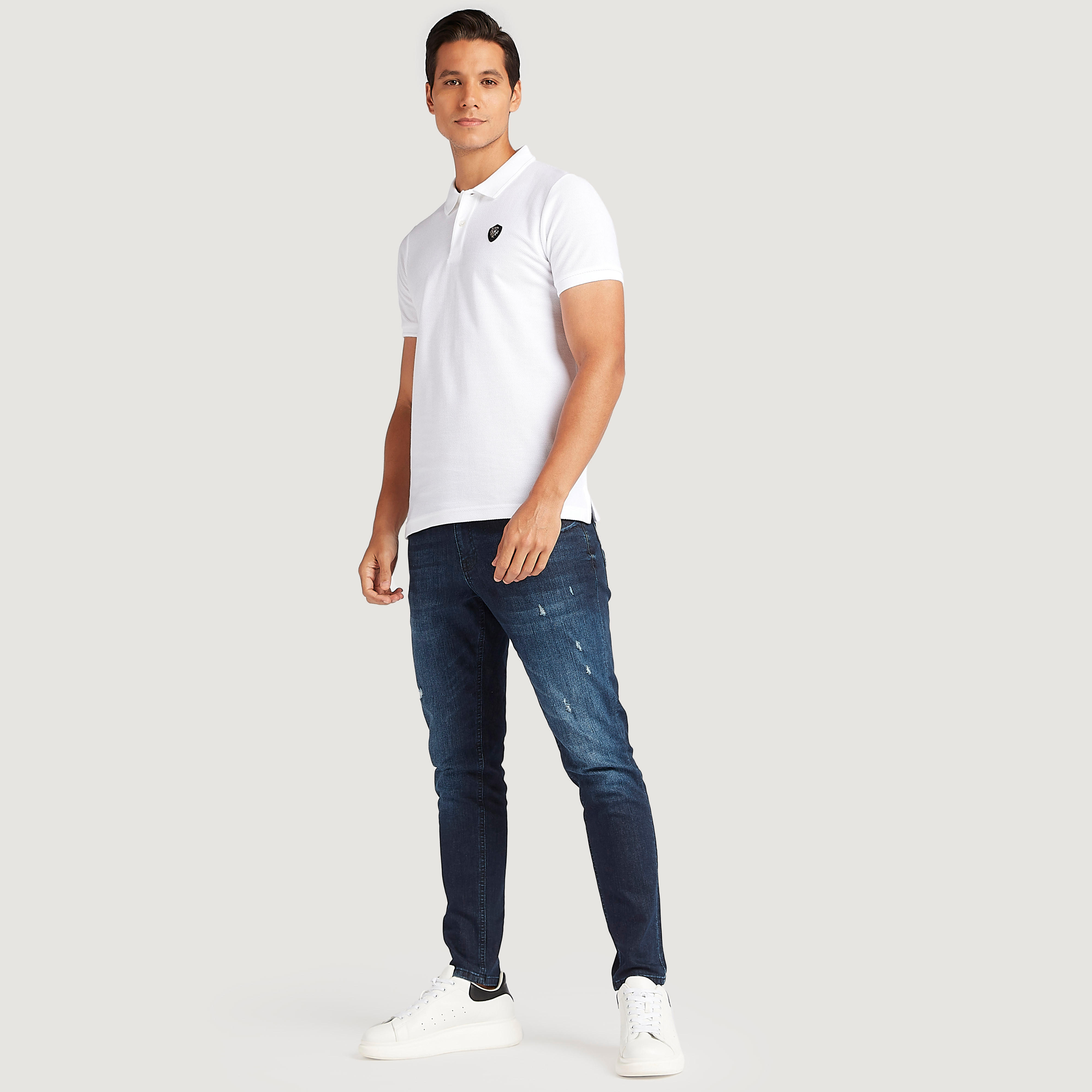 تيشيرت بولو بارز الملمس وأكمام قصيرة من آيكونيك-men-clothing-tshirtsandpolos-polos-image-2