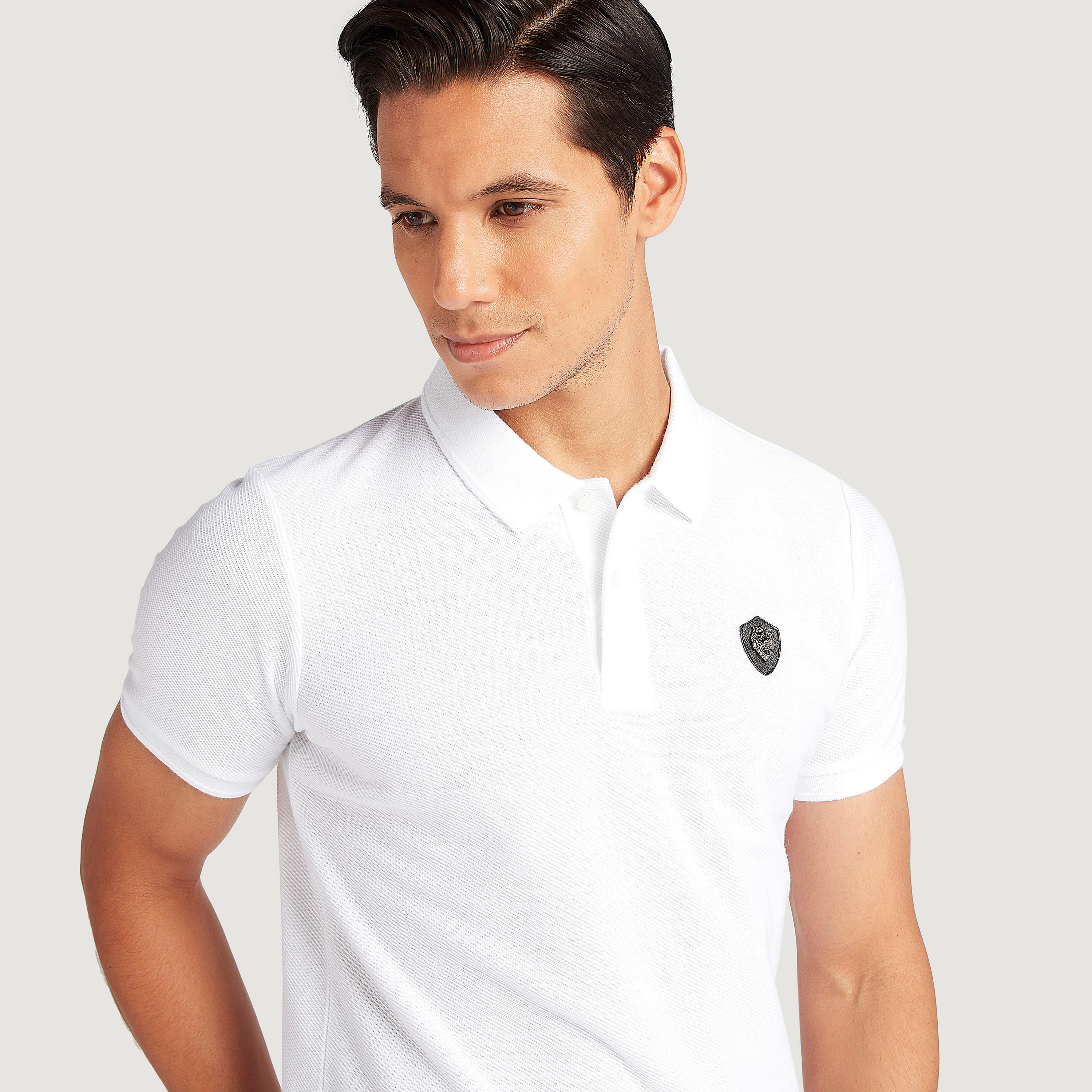 تيشيرت بولو بارز الملمس وأكمام قصيرة من آيكونيك-men-clothing-tshirtsandpolos-polos-image-3