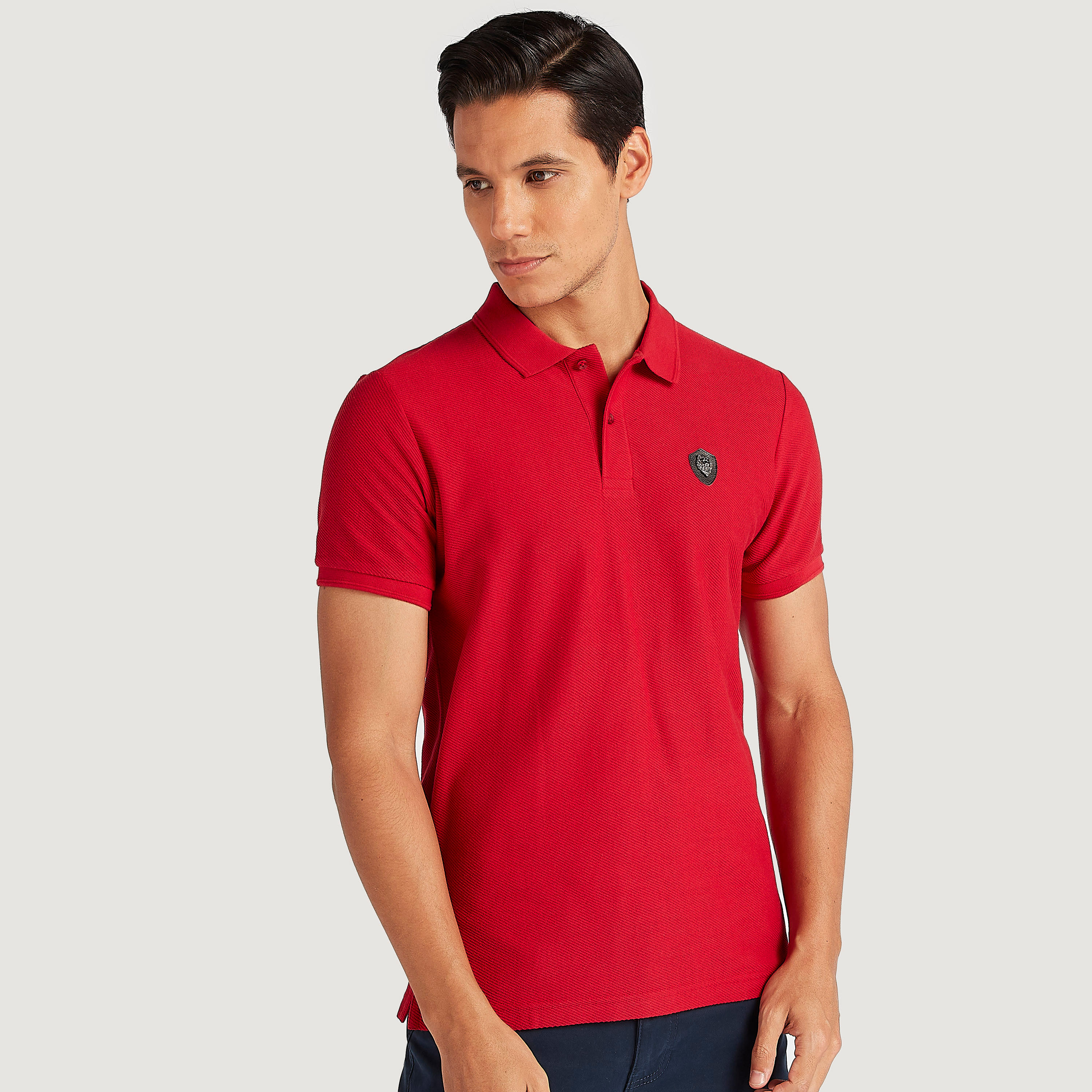 تيشيرت بولو بارز الملمس وأكمام قصيرة من آيكونيك-men-clothing-tshirtsandpolos-polos-image-1