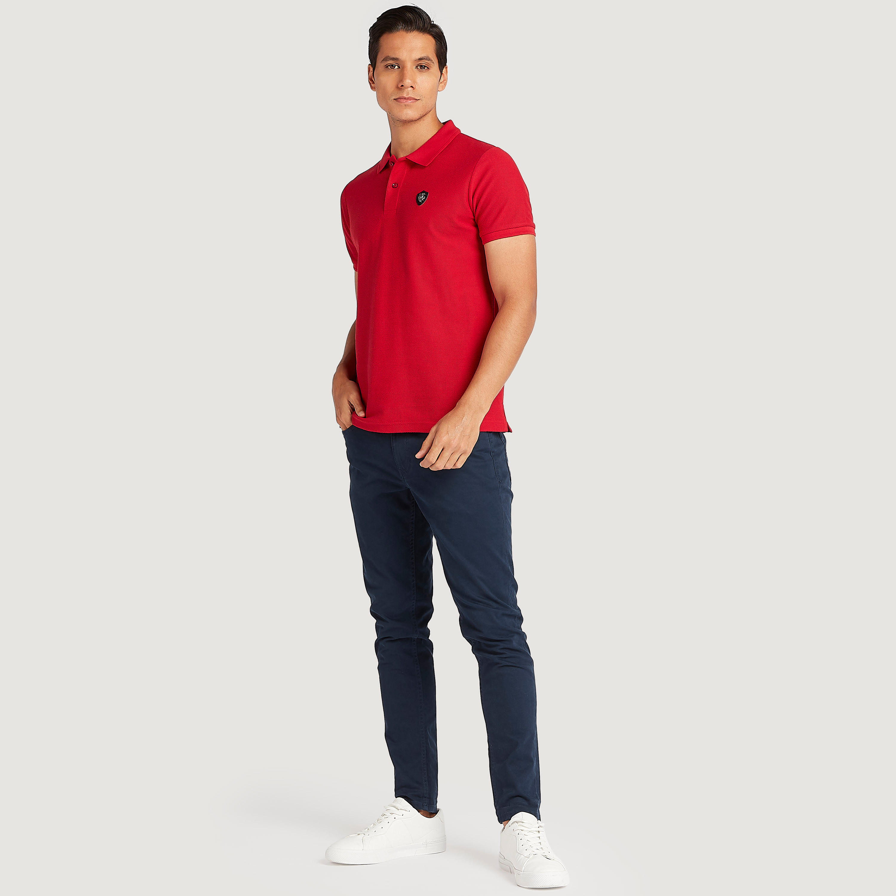 Iconic Textured Polo T-shirt with Short Sleeves-men-clothing-tshirtsandpolos-polos-image-2