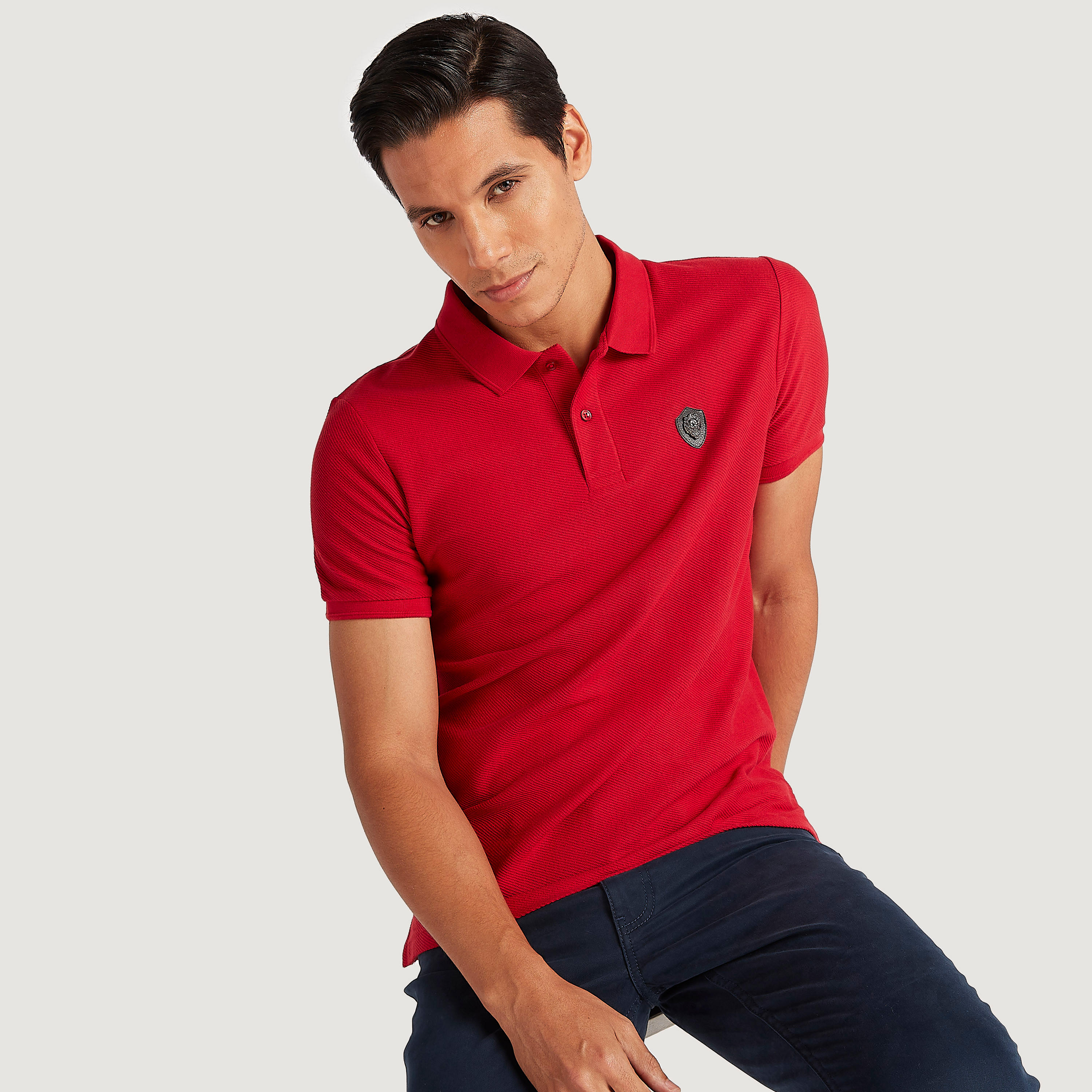 Iconic Textured Polo T-shirt with Short Sleeves-men-clothing-tshirtsandpolos-polos-image-6