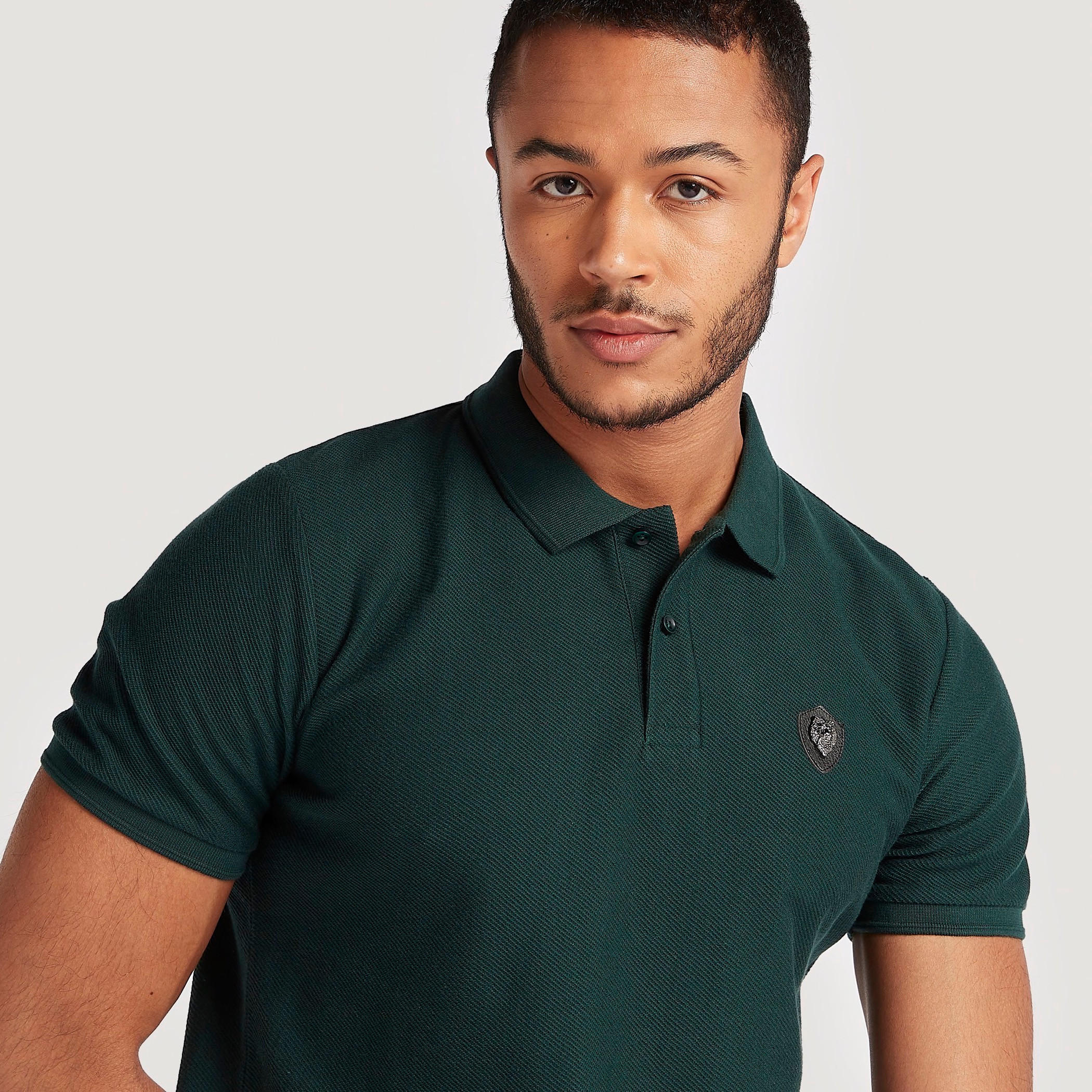 تيشيرت بولو بارز الملمس وأكمام قصيرة من آيكونيك-men-clothing-tshirtsandpolos-polos-image-9