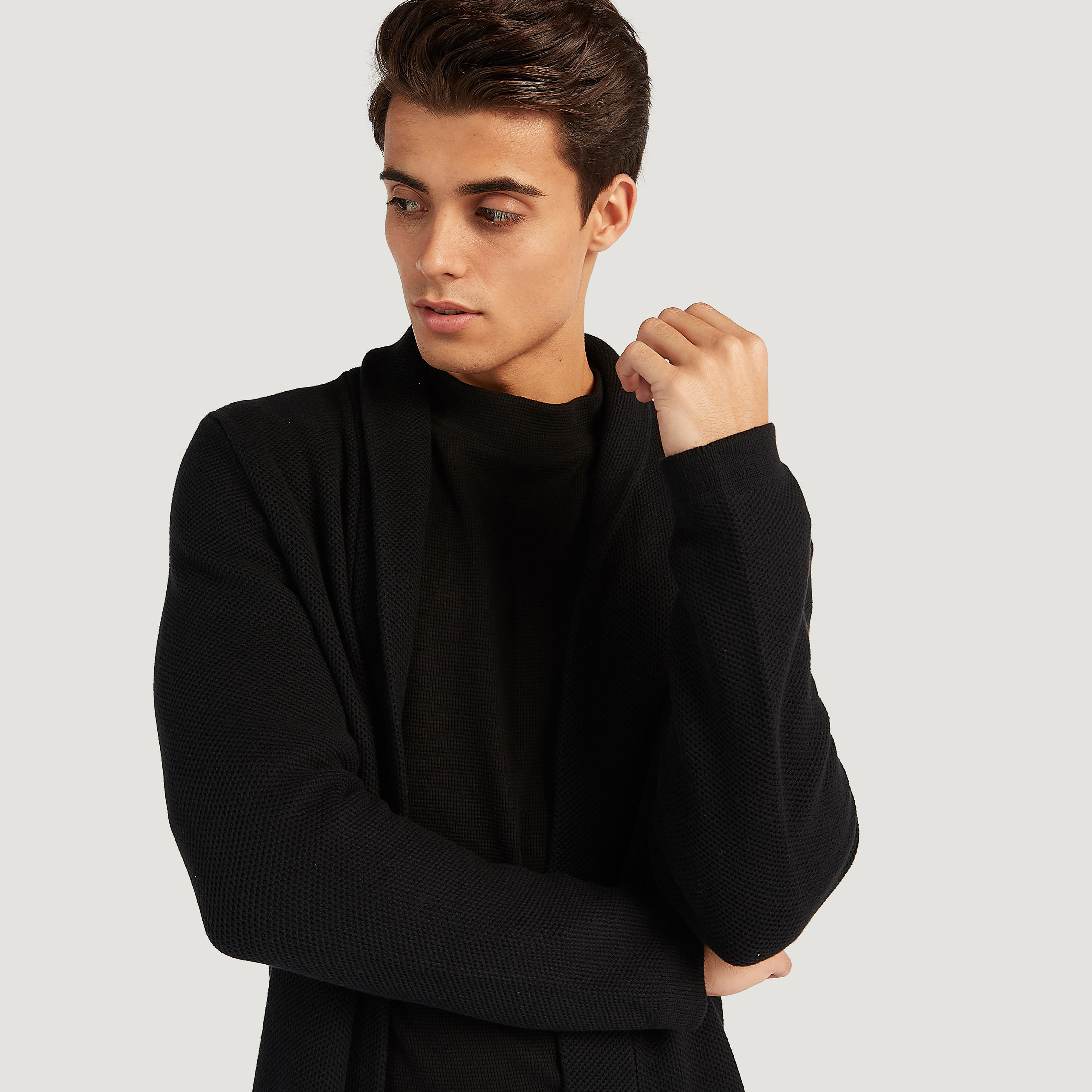 كارديجان مستدام بارز الملمس بأكمام طويلة وجيوب من آيكونيك-men-clothing-sweatersandpullovers-image-5