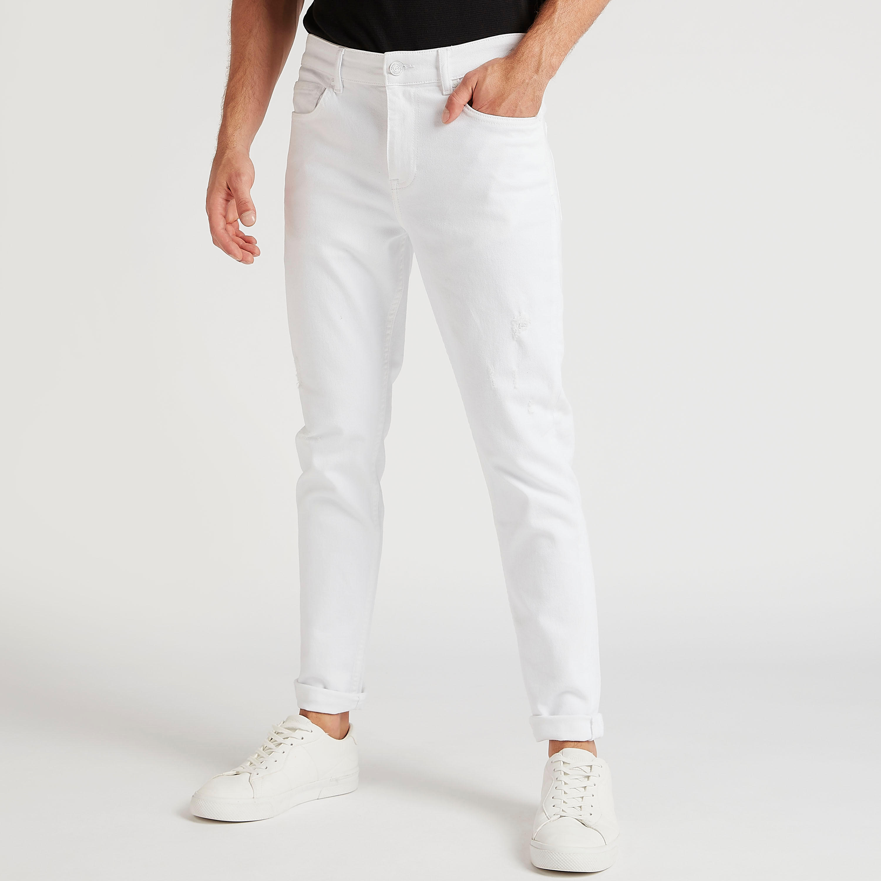 بنطلون جينز دنيم سادة سليم فيت بخصر متوسّط الارتفاع-men-clothing-bottoms-jeans-image-4