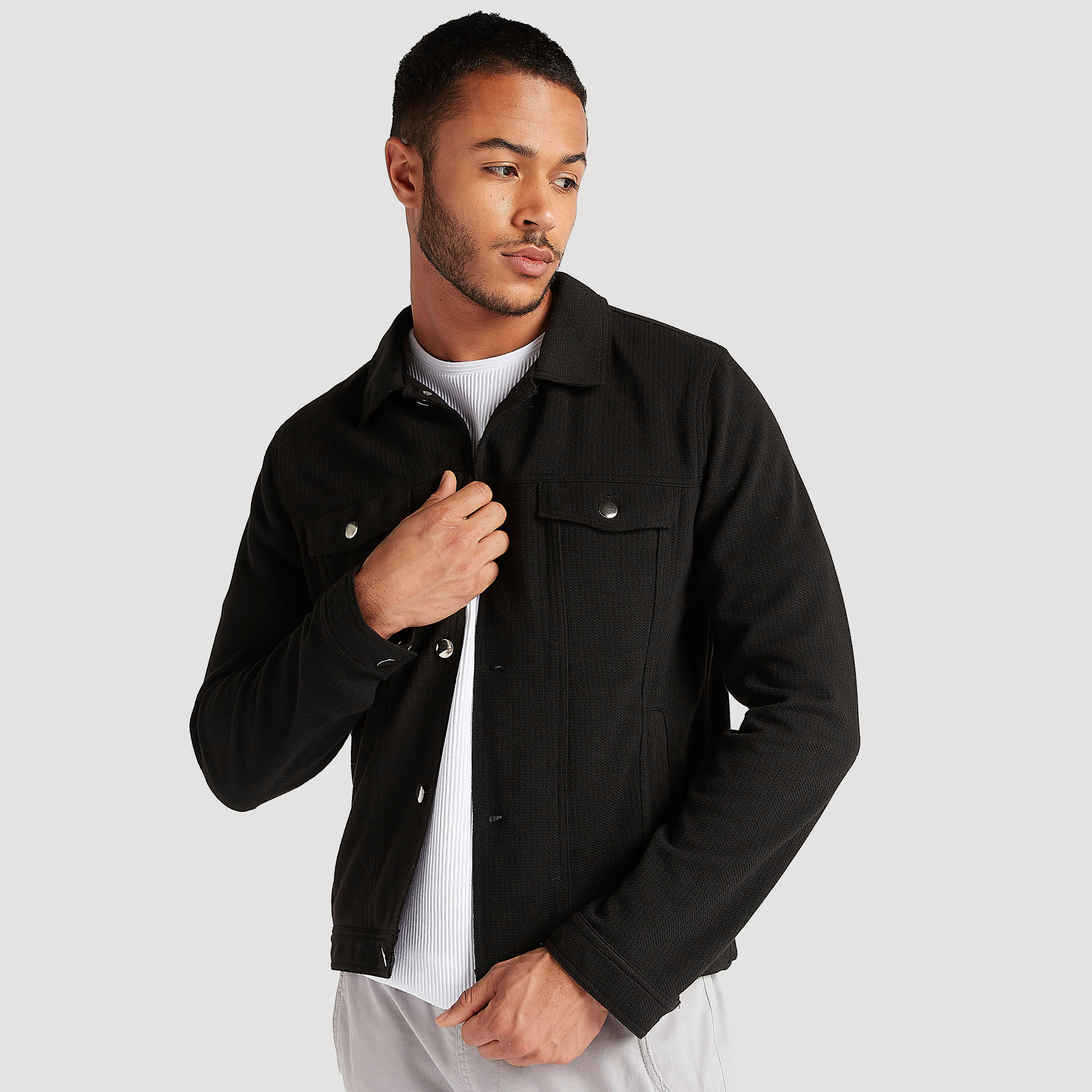 Iconic Textured Lightweight Jacket with Long Sleeves-men-clothing-jacketsandblazers-jackets-image-1