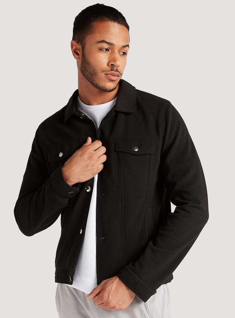 Iconic Textured Lightweight Jacket with Long Sleeves-men-clothing-jacketsandblazers-jackets-image-1