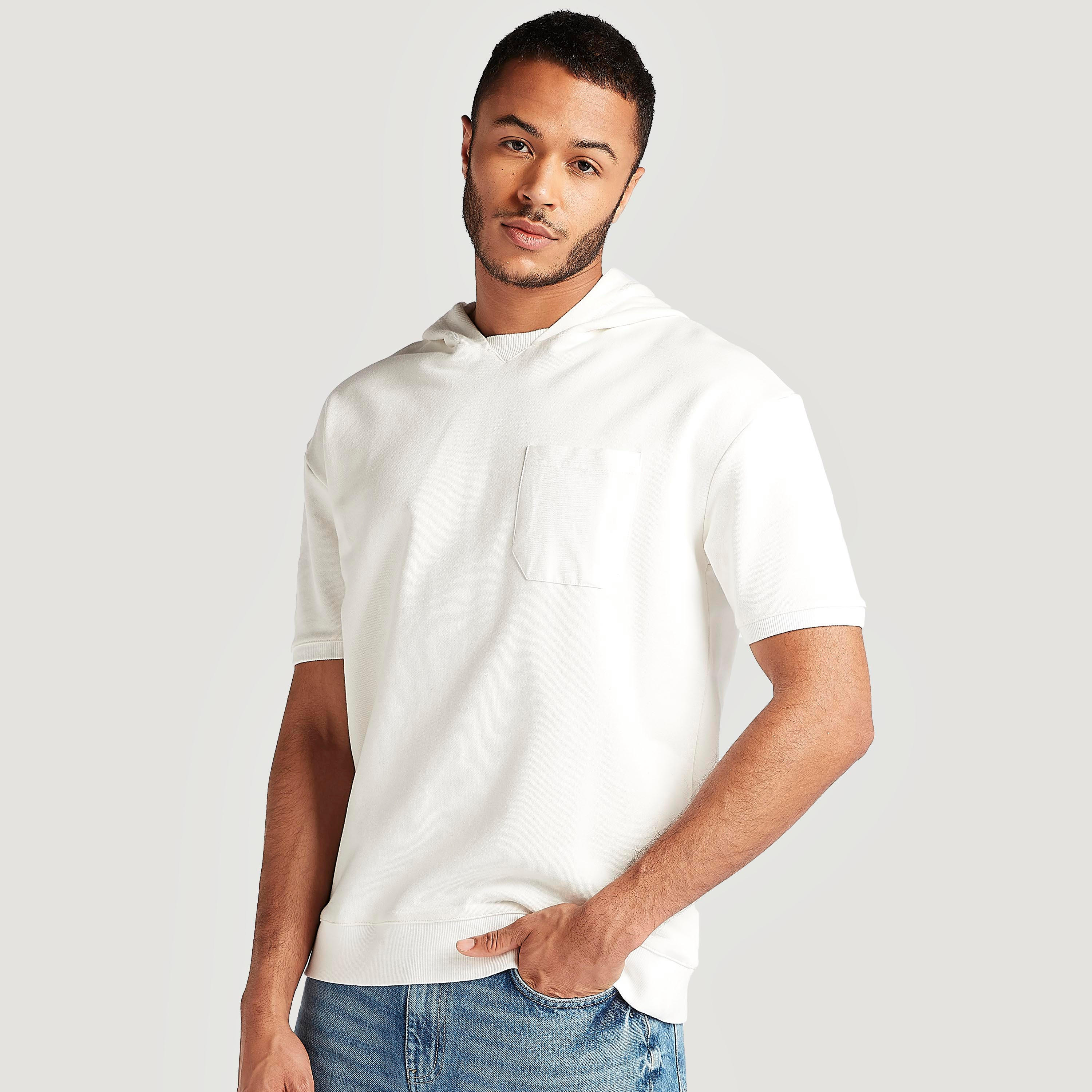 هودي مستدام سادة بأكمام قصيرة من آيكونيك-men-winterwear-hoodiesandsweatshirts-image-1