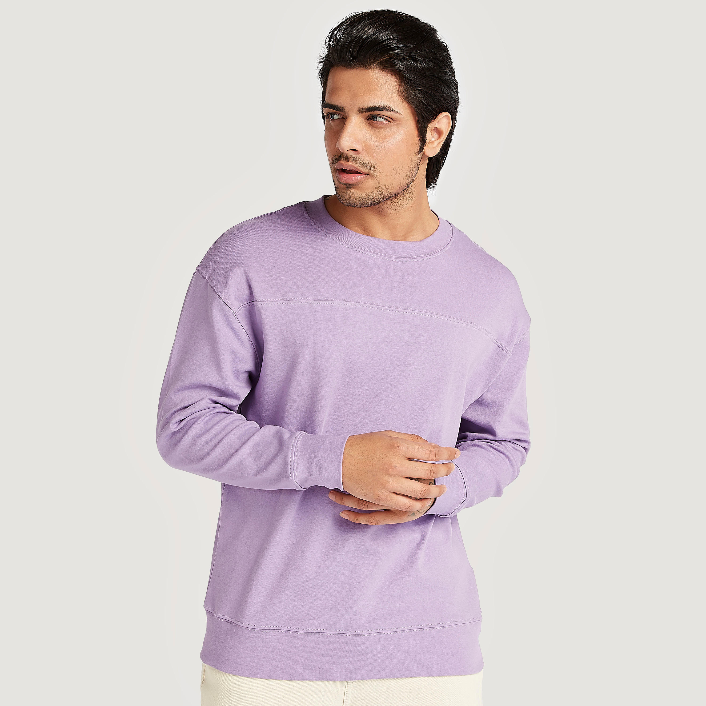 سويت شيرت سادة بياقة ضيّقة وأكمام طويلة من أيكونيك-men-winterwear-hoodiesandsweatshirts-image-10