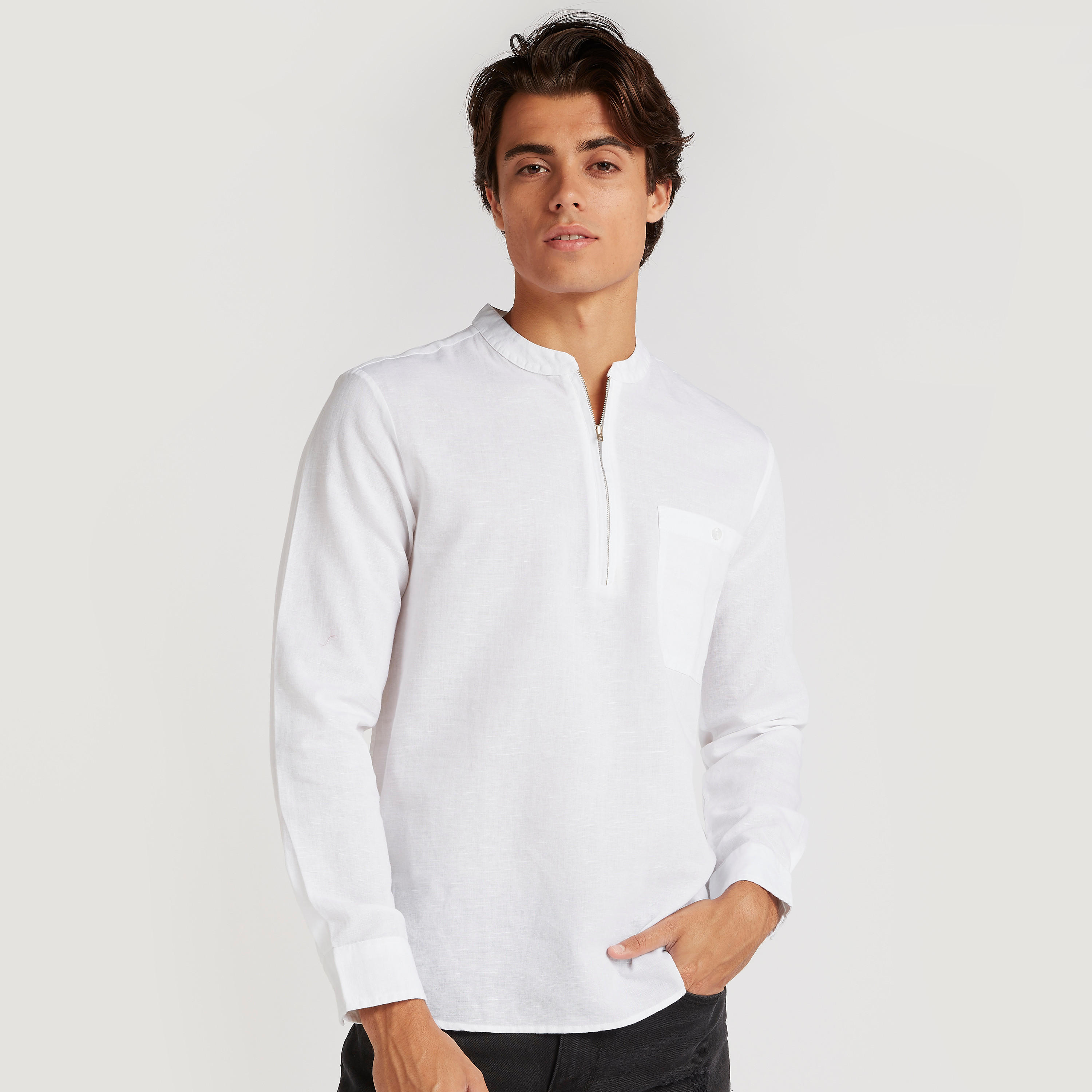 قميص سادة بأكمام طويلة من آيكونيك-men-clothing-shirts-image-4