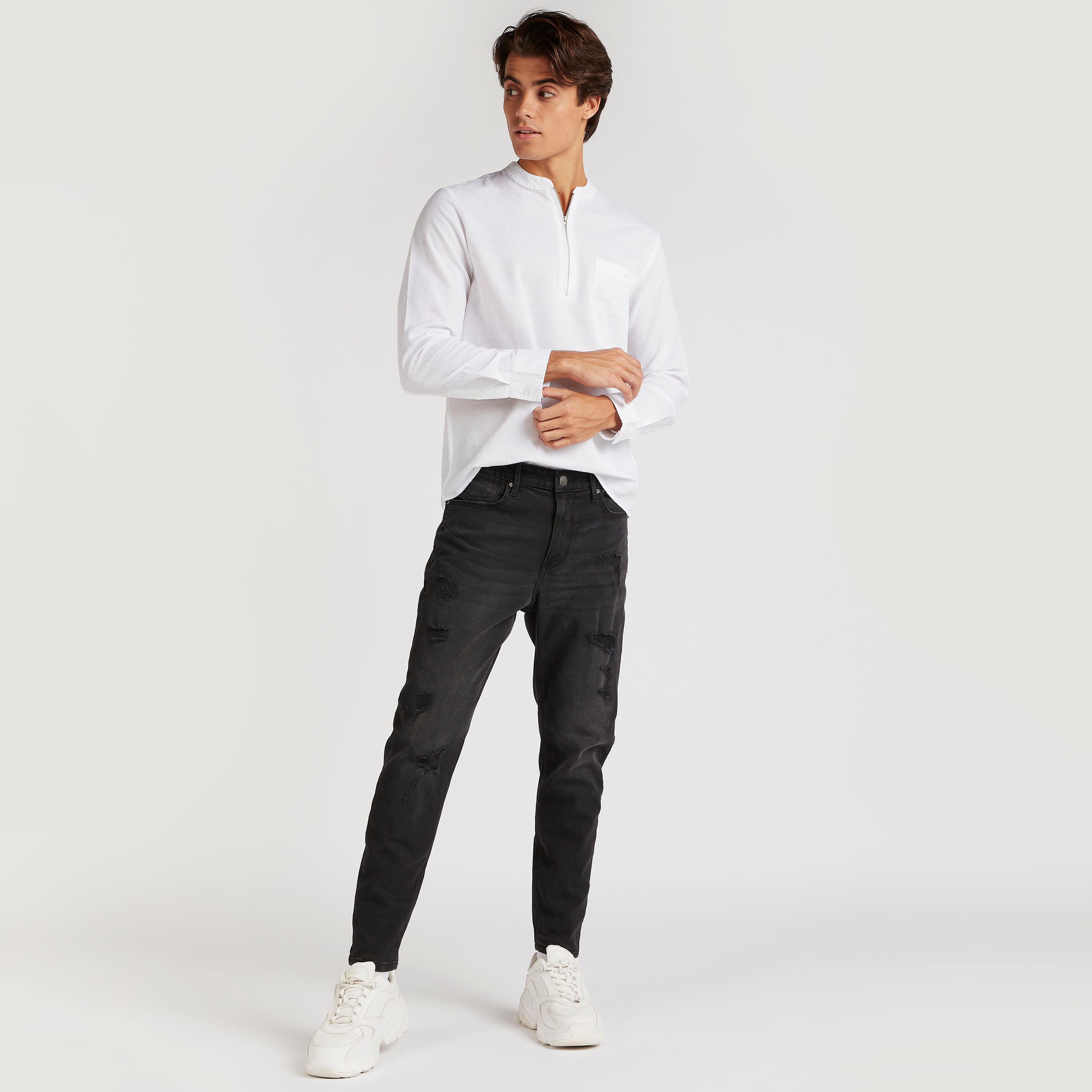 قميص سادة بأكمام طويلة من آيكونيك-men-clothing-shirts-image-3