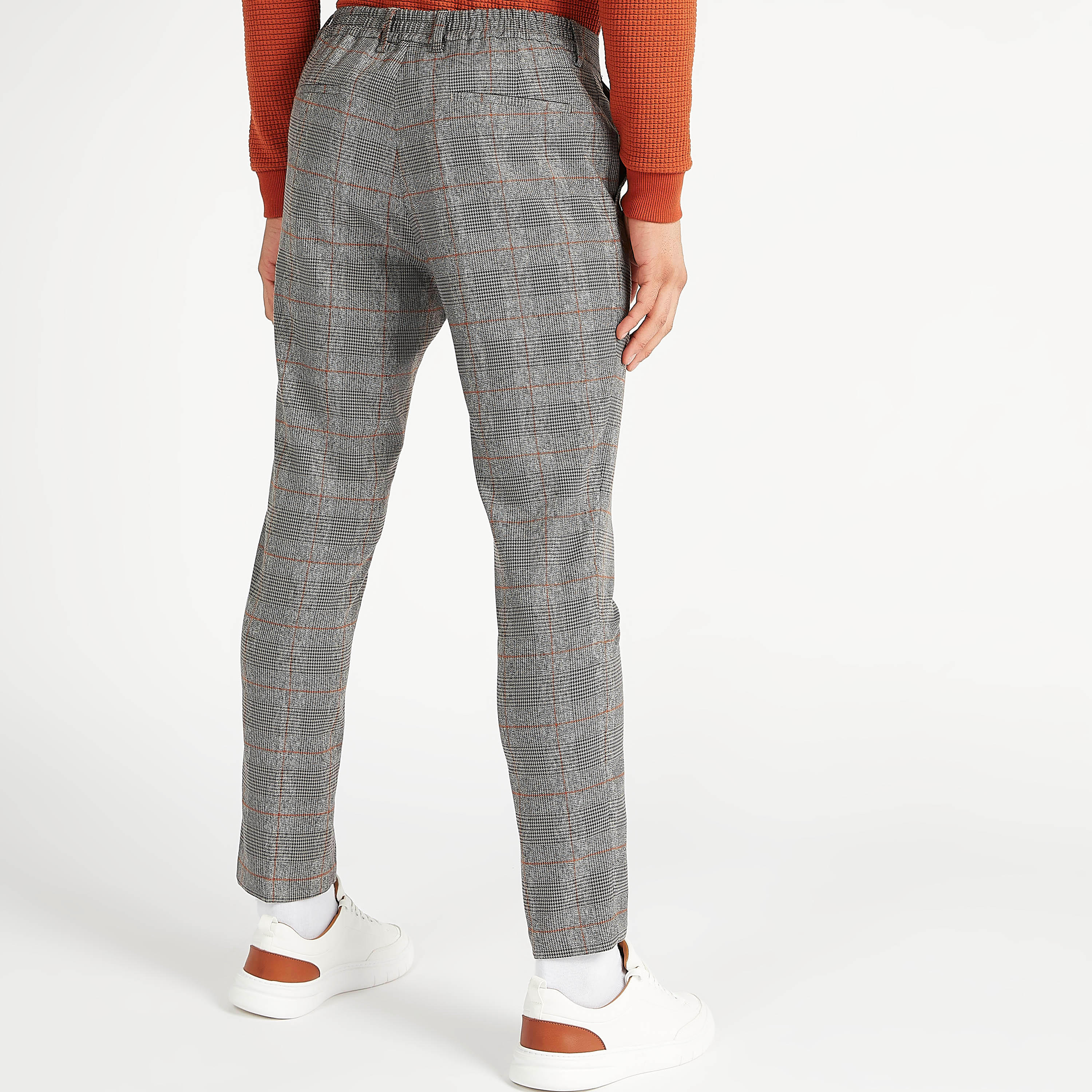 Iconic Checked Mid-Rise Trousers with Pockets and Button Closure-men-clothing-bottoms-trousersandchinos-trousers-image-4