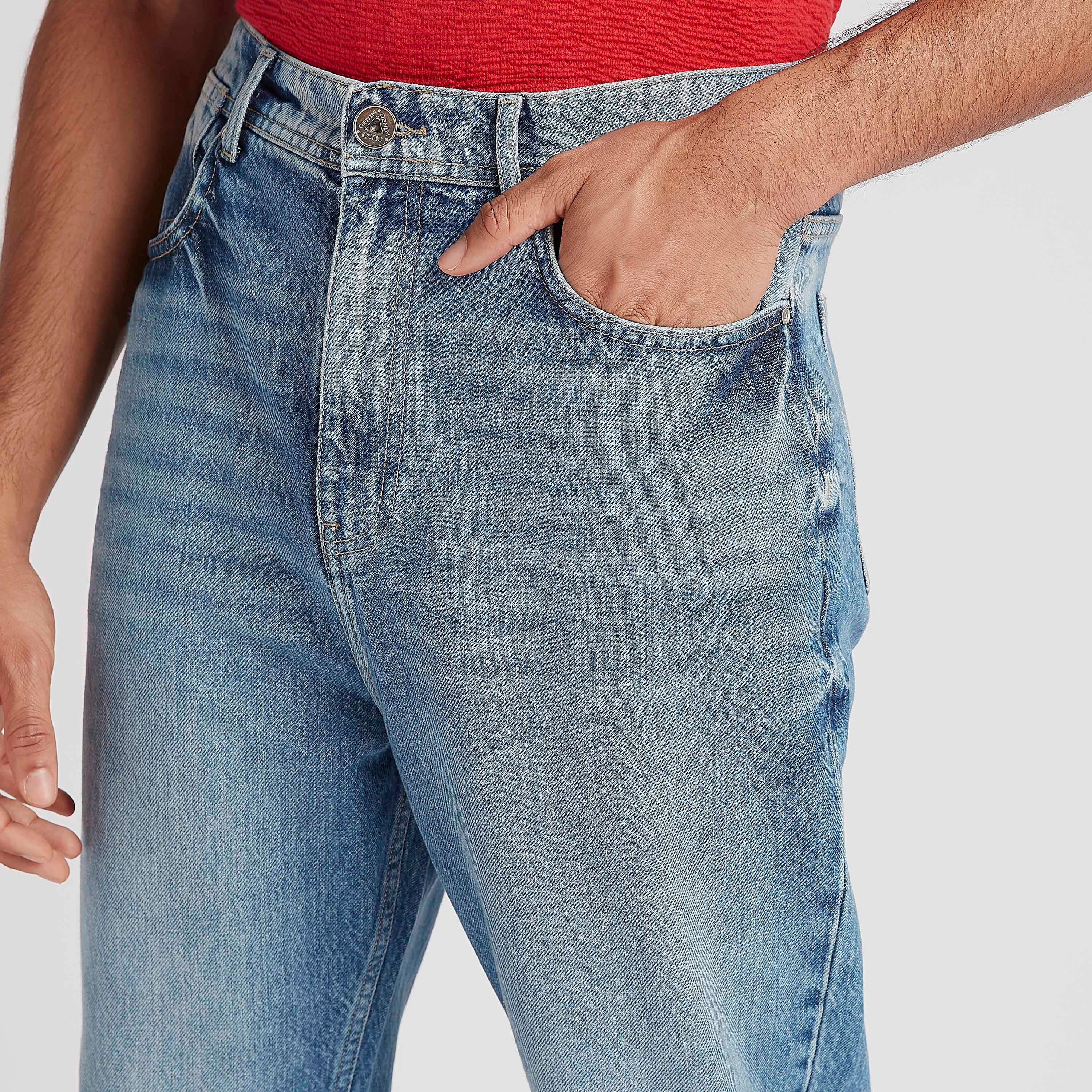 بنطلون جينز دنيم بقصّة مستقيمة وزر إغلاق وجيوب من آيكونيك-men-clothing-bottoms-jeans-image-3