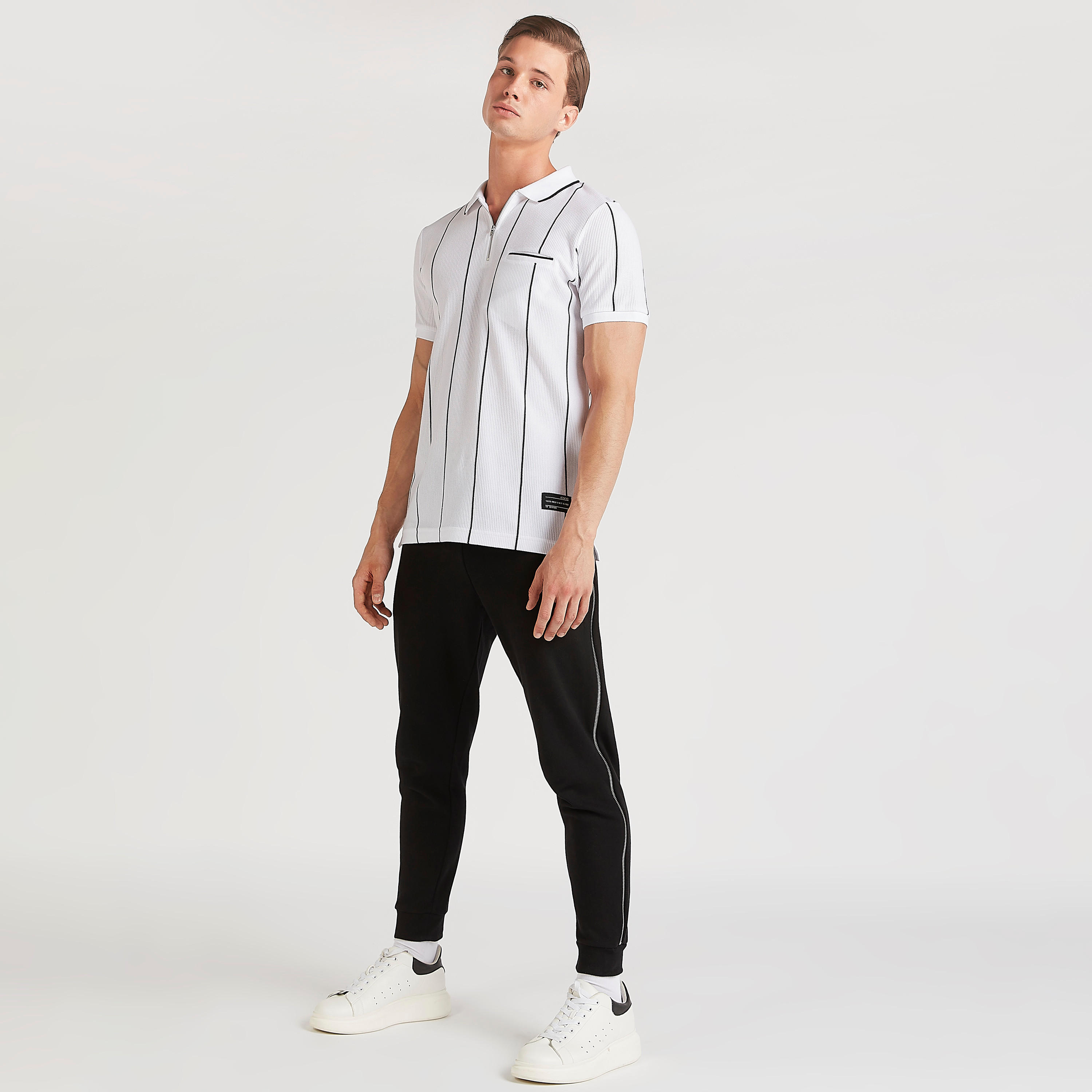تيشيرت بولو مقلّم بوصلة أزرار سحّاب من آيكونيك-men-clothing-tshirtsandpolos-polos-image-9