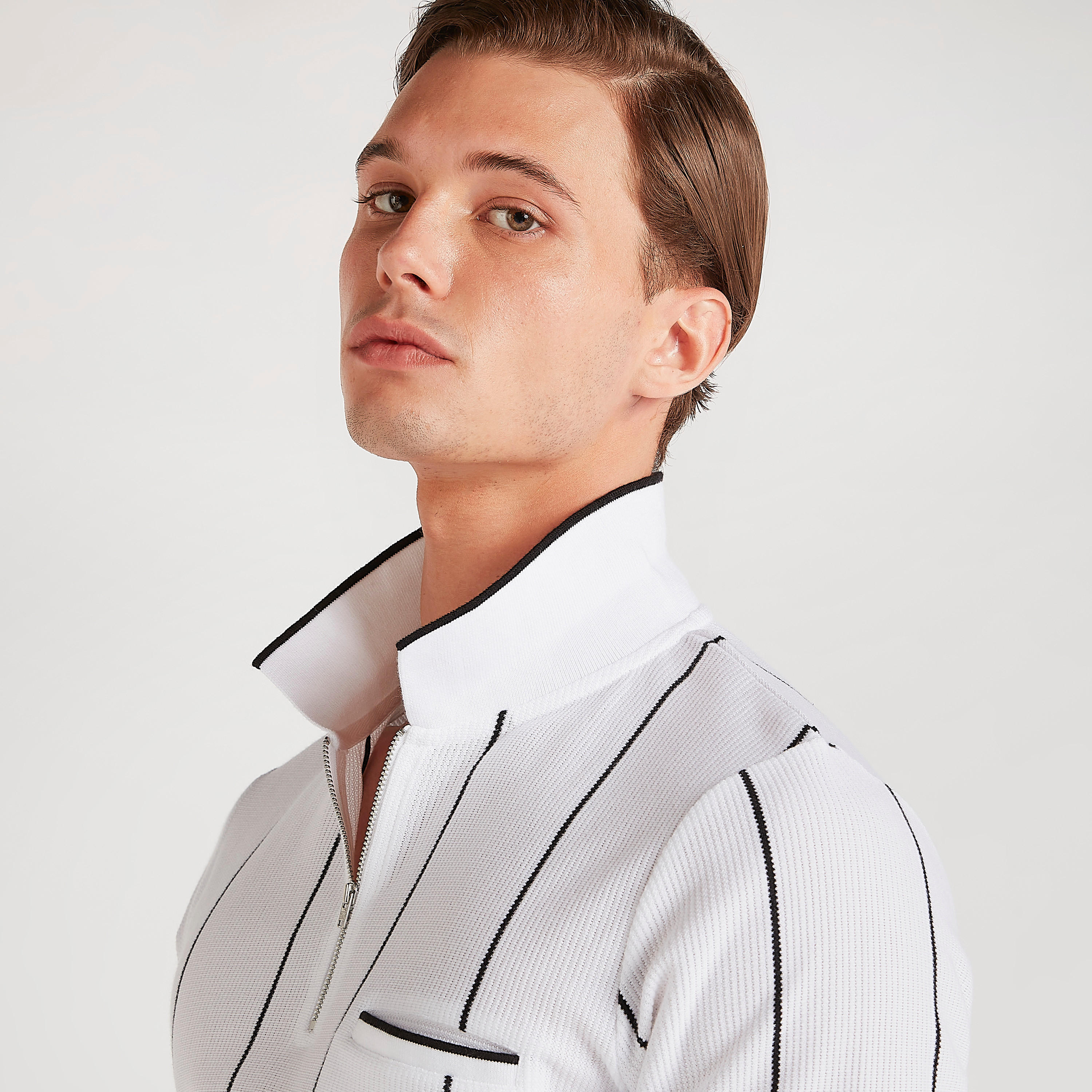 تيشيرت بولو مقلّم بوصلة أزرار سحّاب من آيكونيك-men-clothing-tshirtsandpolos-polos-image-8