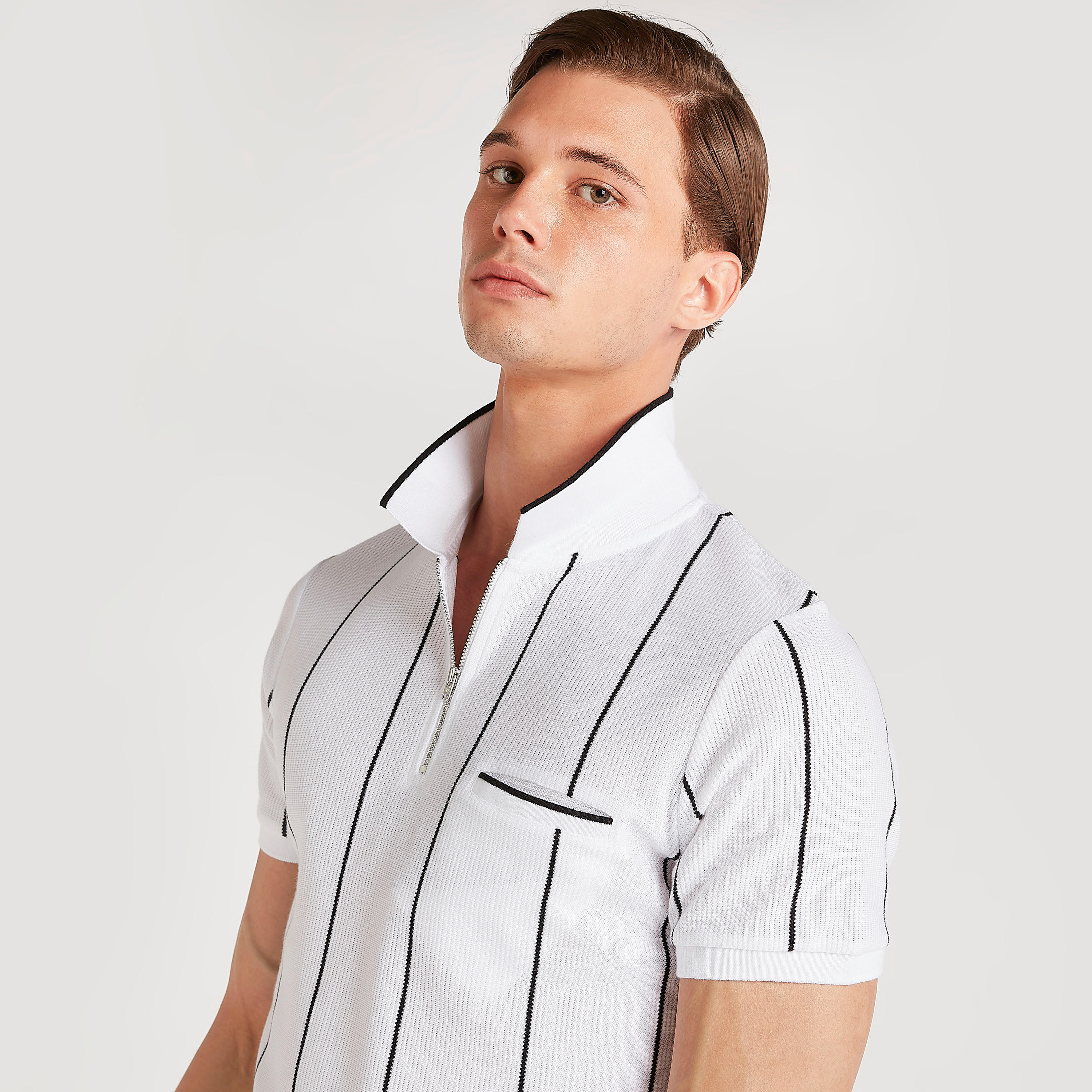 تيشيرت بولو مقلّم بوصلة أزرار سحّاب من آيكونيك-men-clothing-tshirtsandpolos-polos-image-5