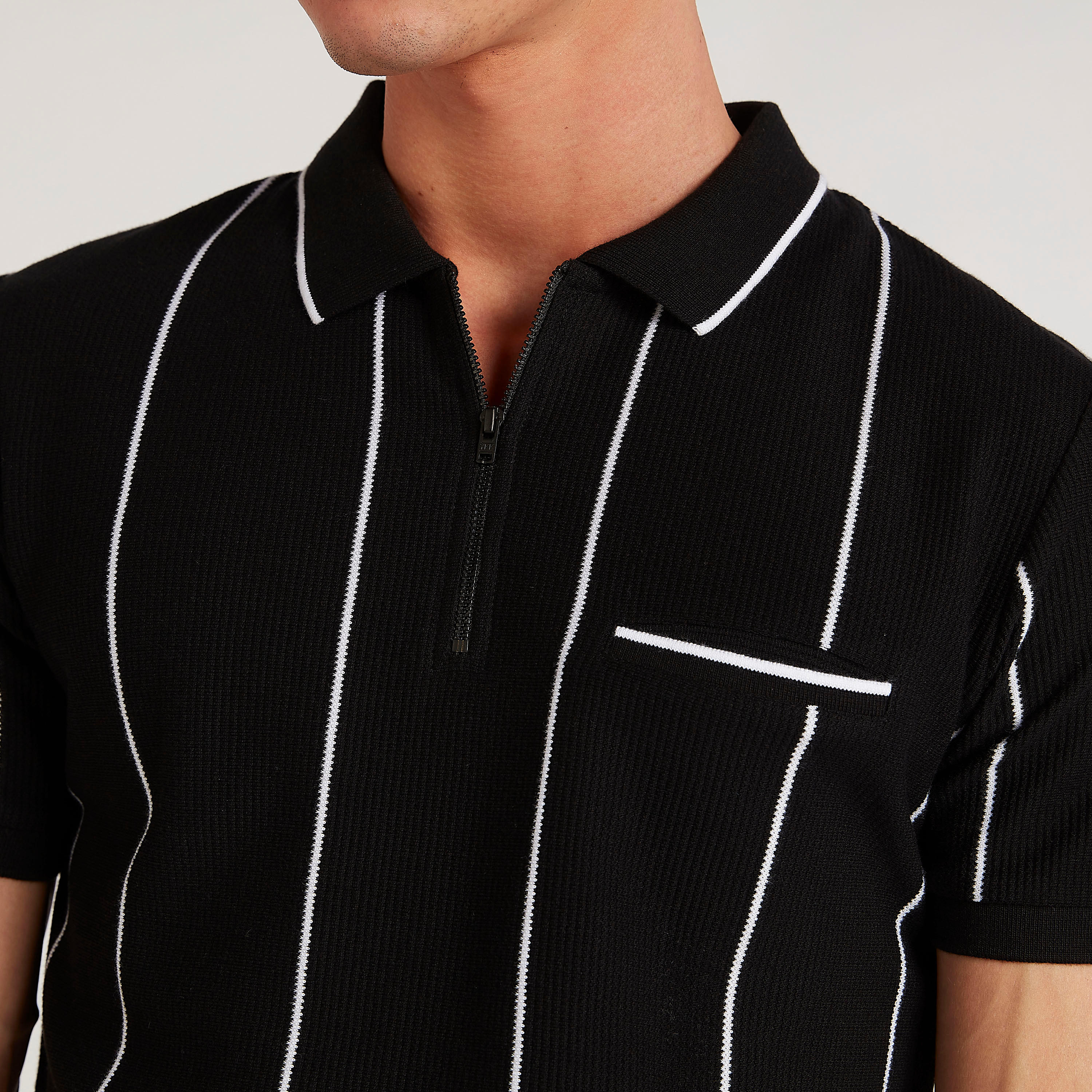 تيشيرت بولو مقلّم بوصلة أزرار سحّاب من آيكونيك-men-clothing-tshirtsandpolos-polos-image-11