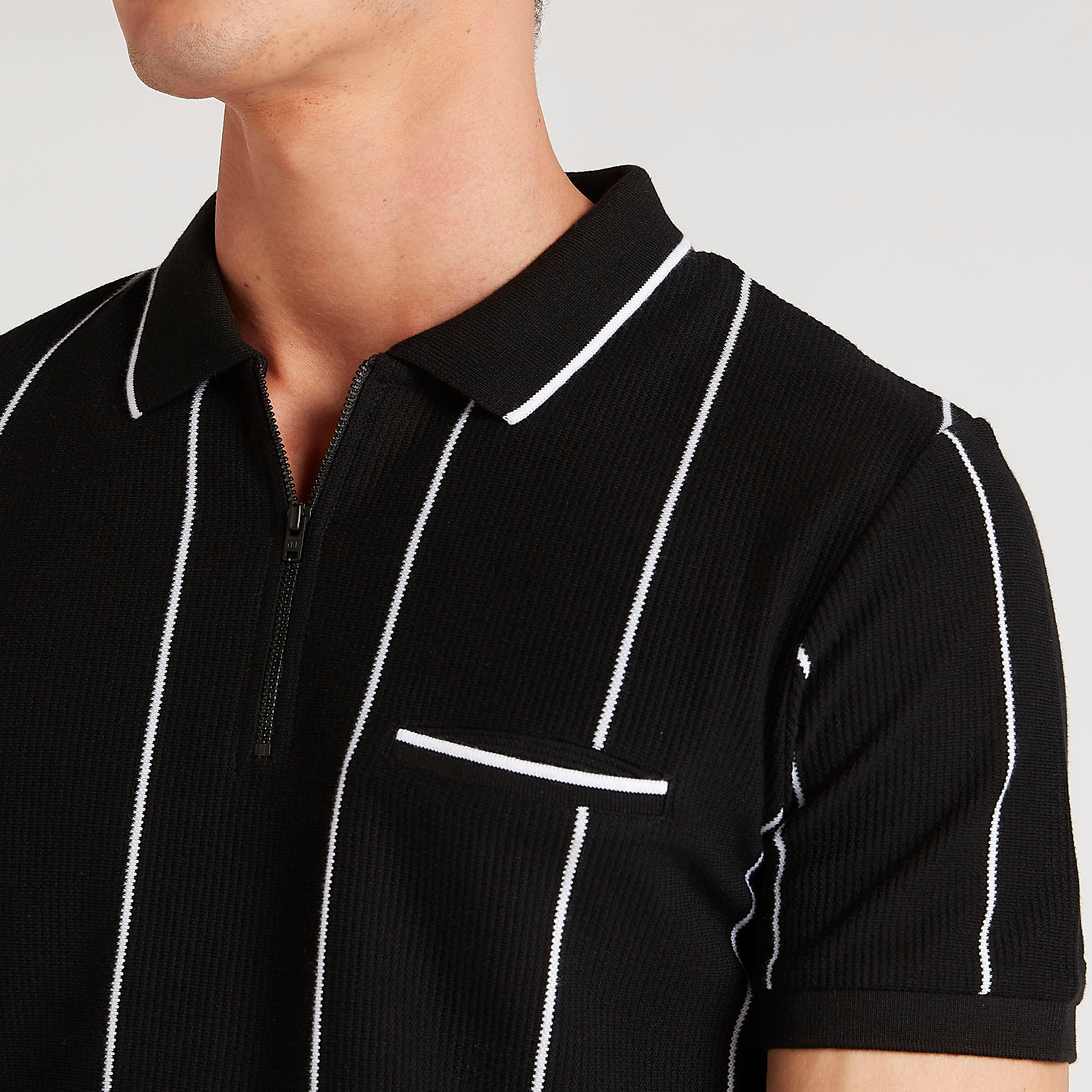 تيشيرت بولو مقلّم بوصلة أزرار سحّاب من آيكونيك-men-clothing-tshirtsandpolos-polos-image-13