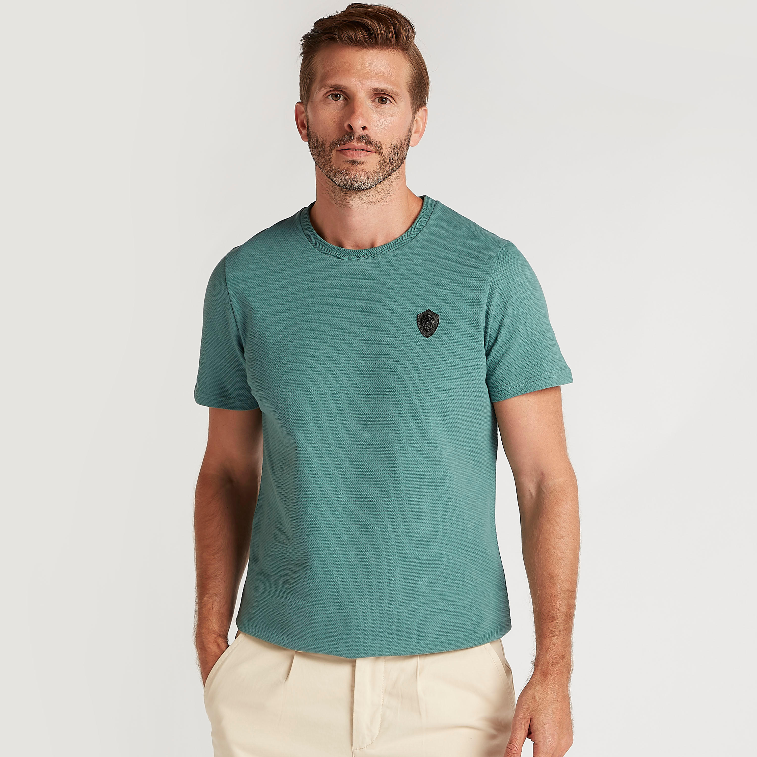 Iconic T-shirt with Applique Detail and Crew Neck-men-clothing-tshirtsandpolos-tshirts-image-1