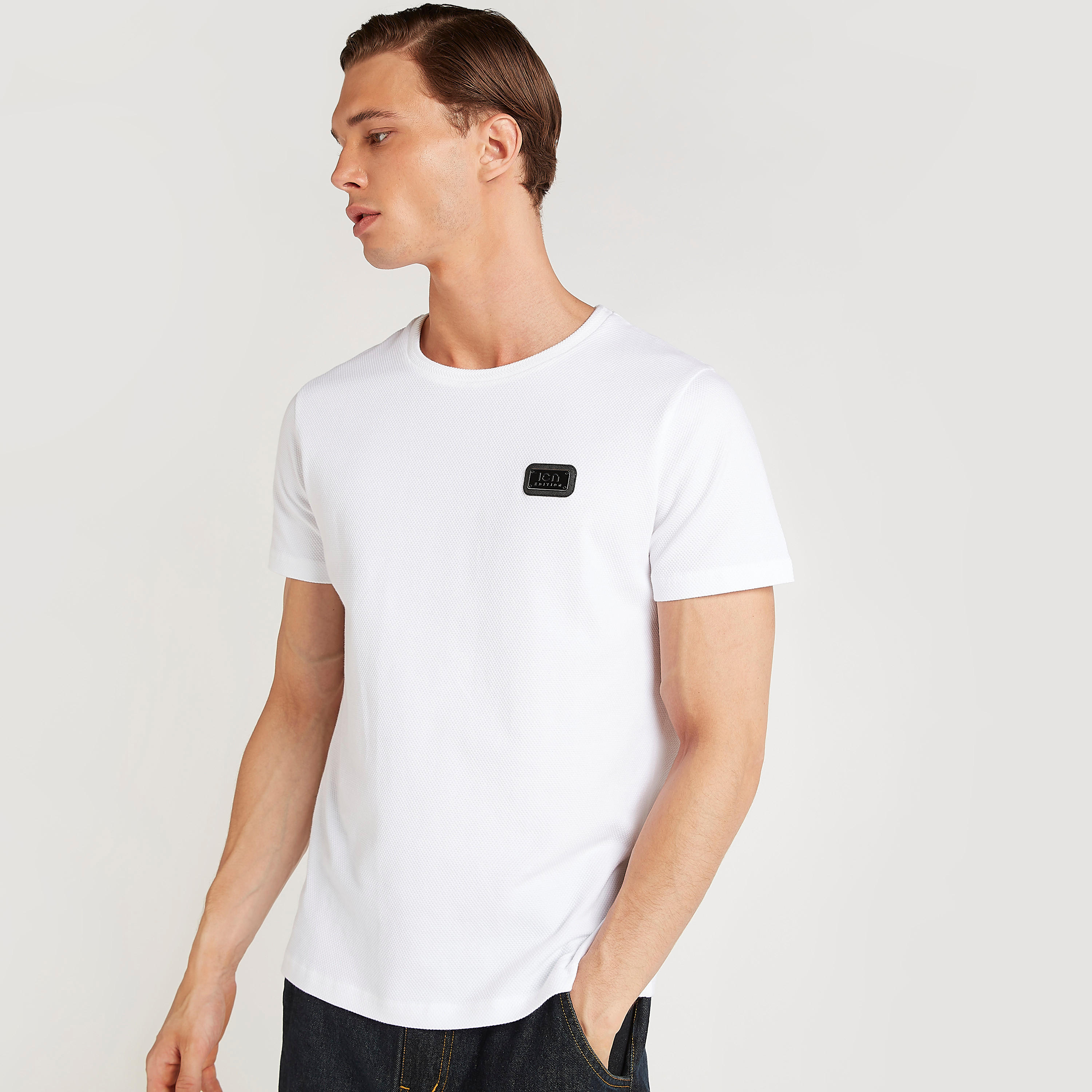 Iconic T-shirt with Applique Detail and Crew Neck-men-clothing-tshirtsandpolos-tshirts-image-1