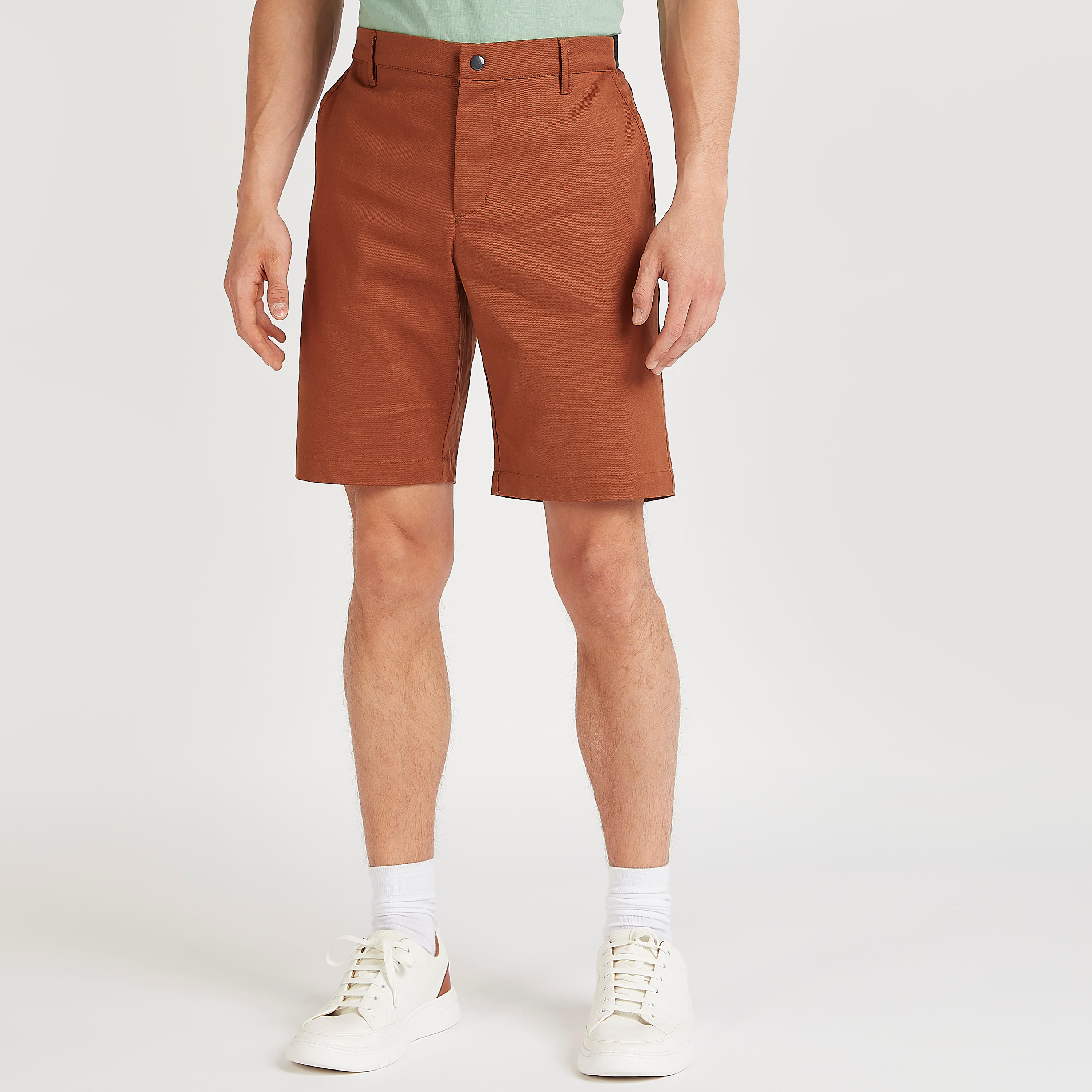 شورت بارز الملمس بقصة سليم وخصر مرن من آيكونيك-men-clothing-bottoms-shorts-image-1