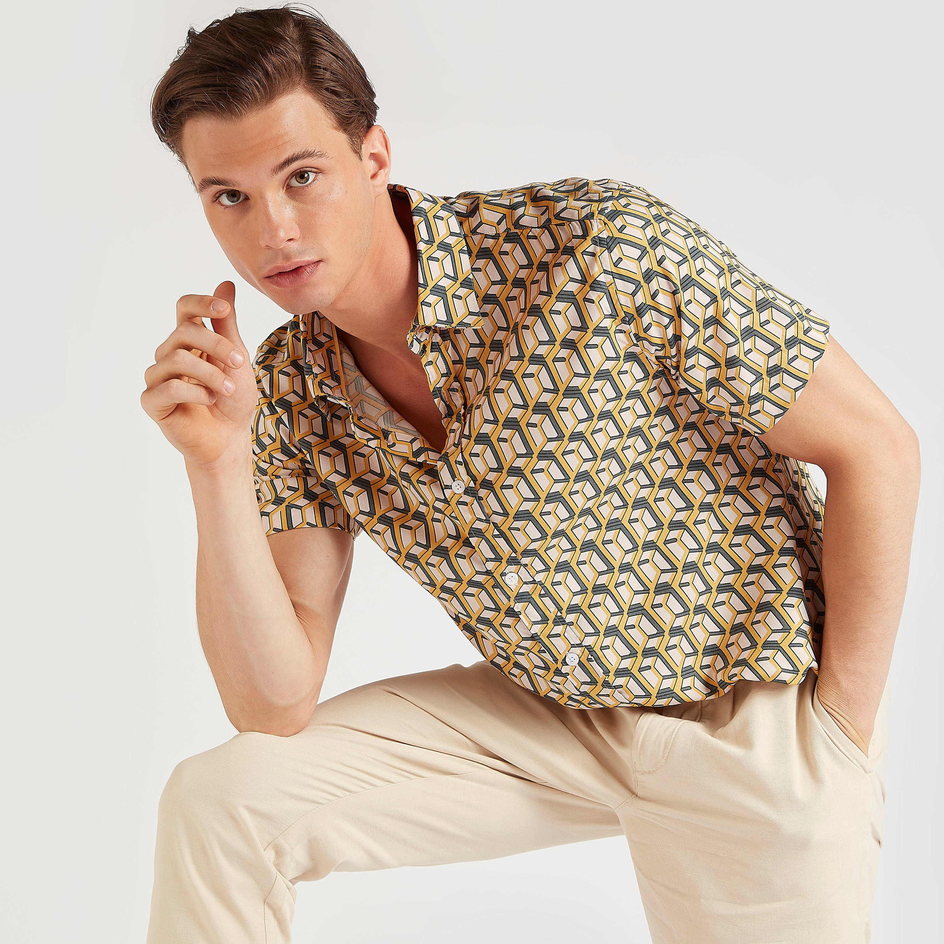 Iconic Printed Shirt with Short Sleeves-men-clothing-shirts-image-1