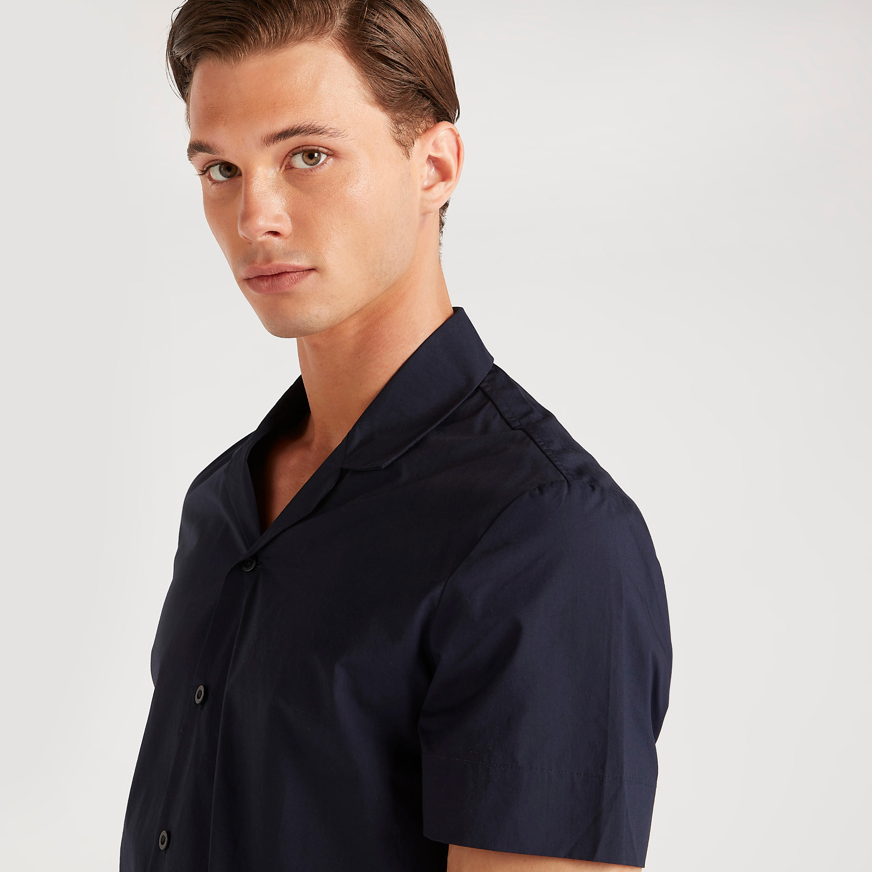 Iconic Solid Shirt with Spread Collar and Short Sleeves-men-clothing-shirts-image-3