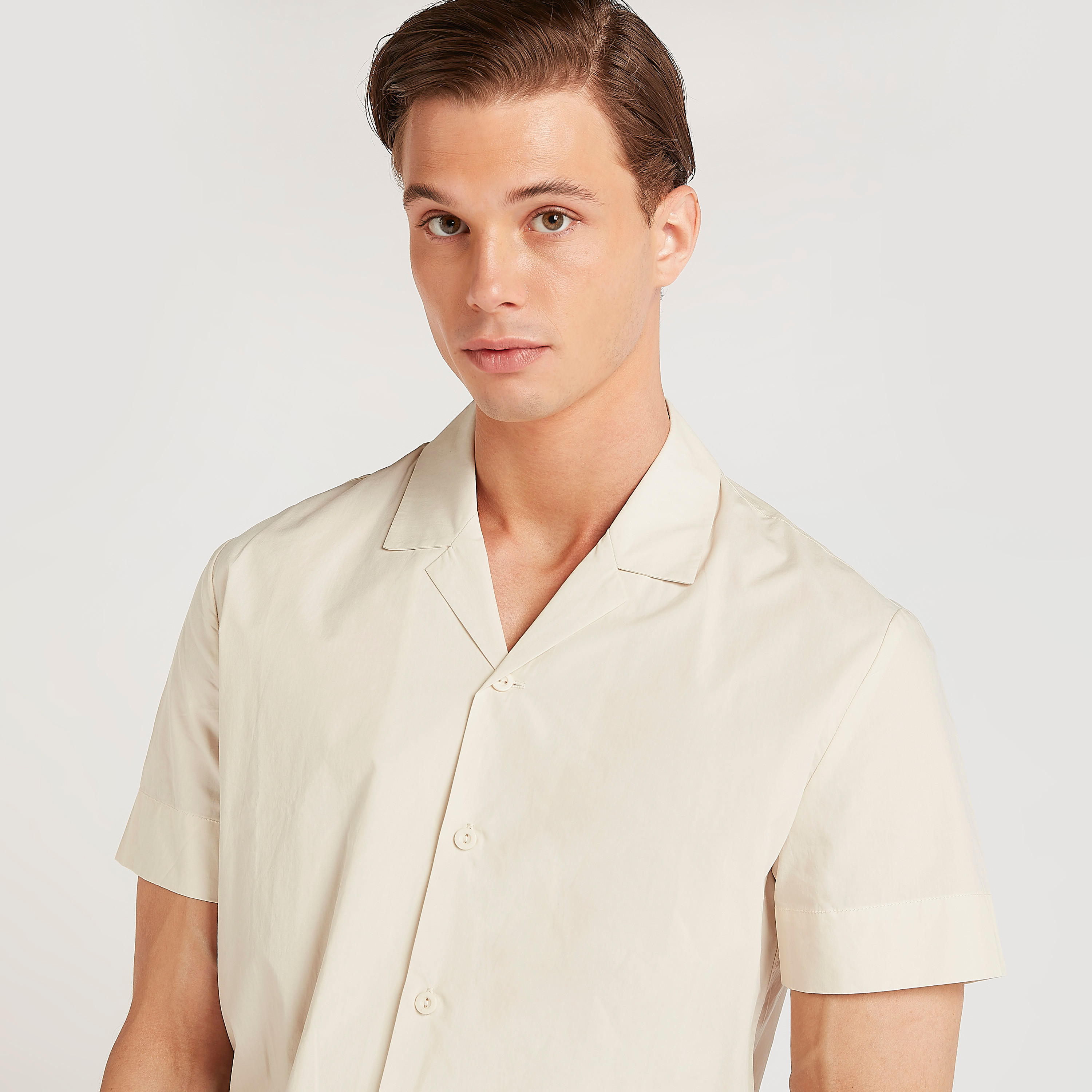 Iconic Solid Shirt with Spread Collar and Short Sleeves-men-clothing-shirts-image-7