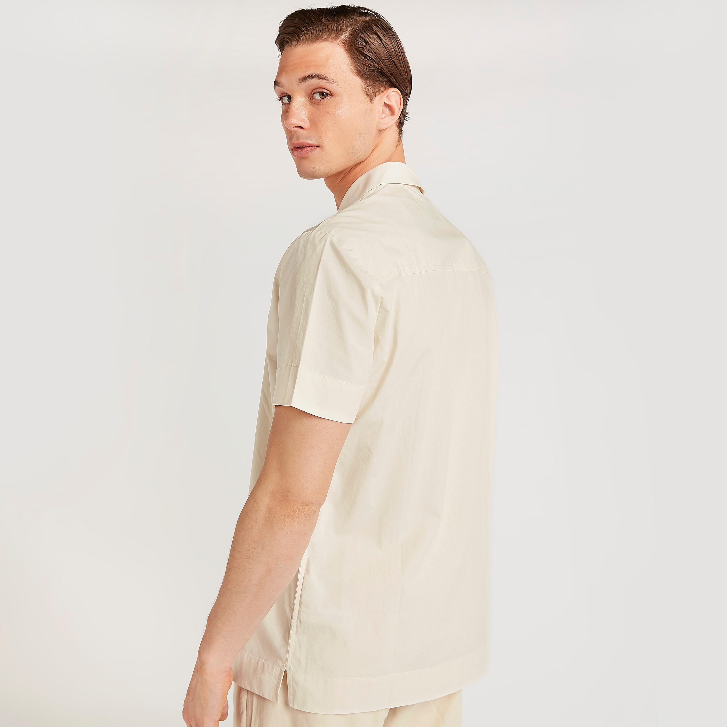 Iconic Solid Shirt with Spread Collar and Short Sleeves-men-clothing-shirts-image-8