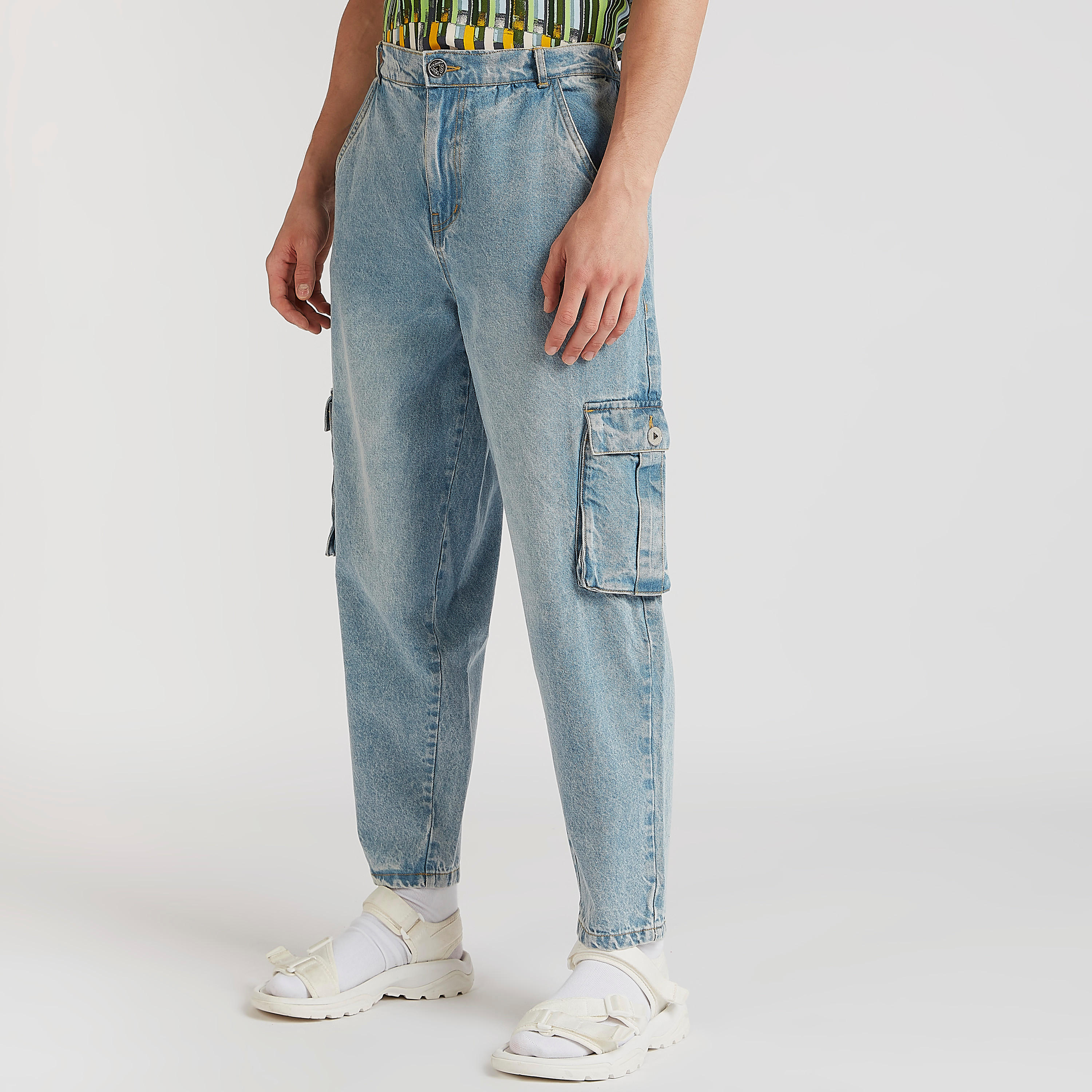 بنطلون جينز دينم بخصر فليكسي وجيوب من آيكونيك-men-clothing-bottoms-jeans-image-1