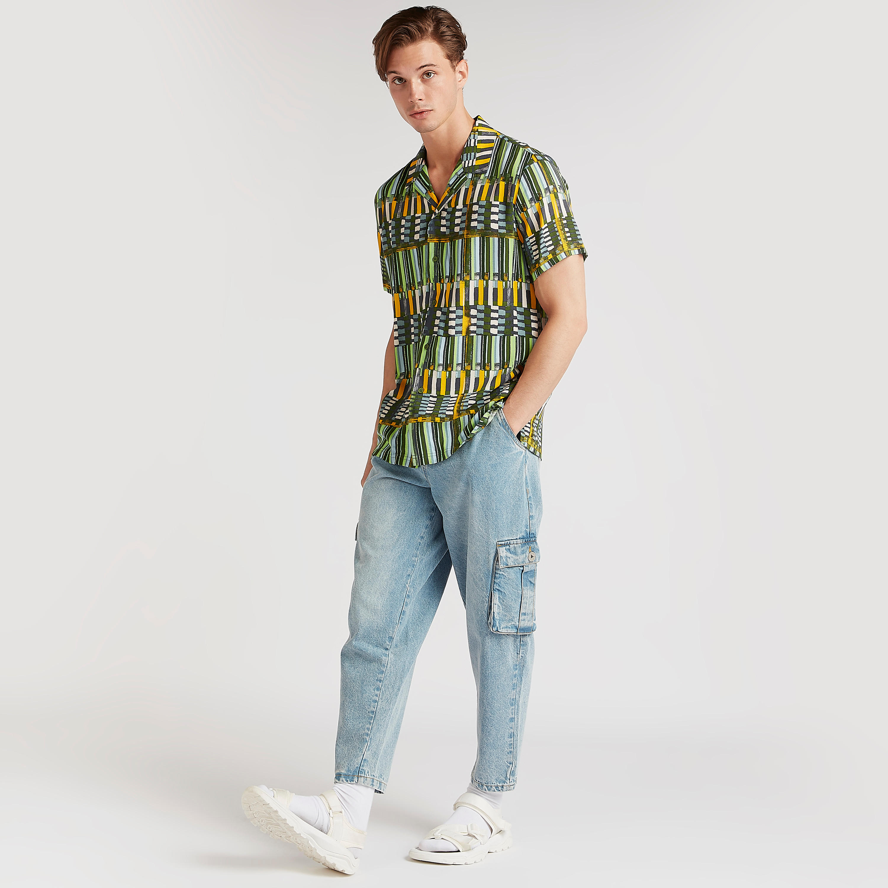 بنطلون جينز دينم بخصر فليكسي وجيوب من آيكونيك-men-clothing-bottoms-jeans-image-2