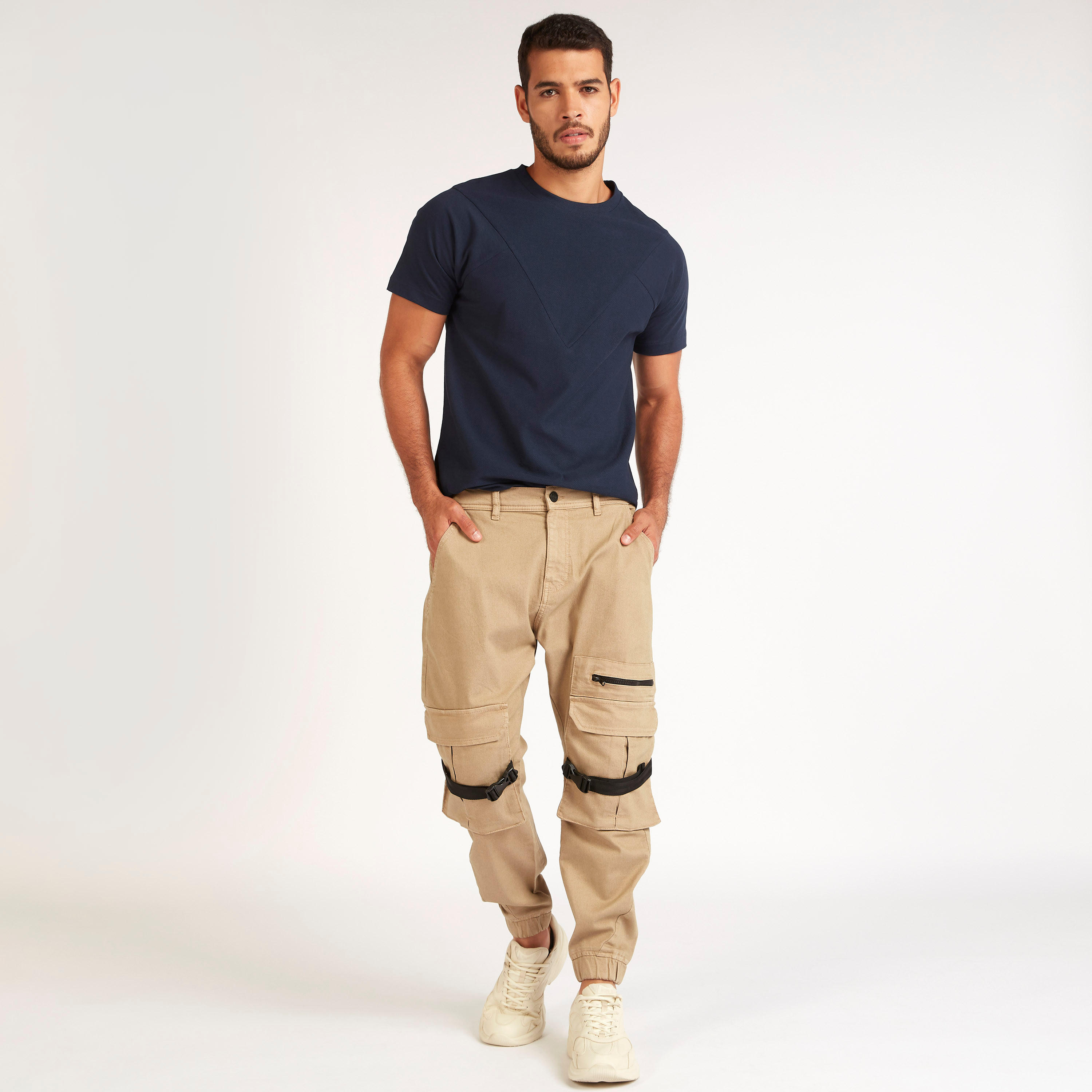 Textured T-shirt with Crew Neck and Short Sleeves-men-clothing-tshirtsandpolos-tshirts-image-2