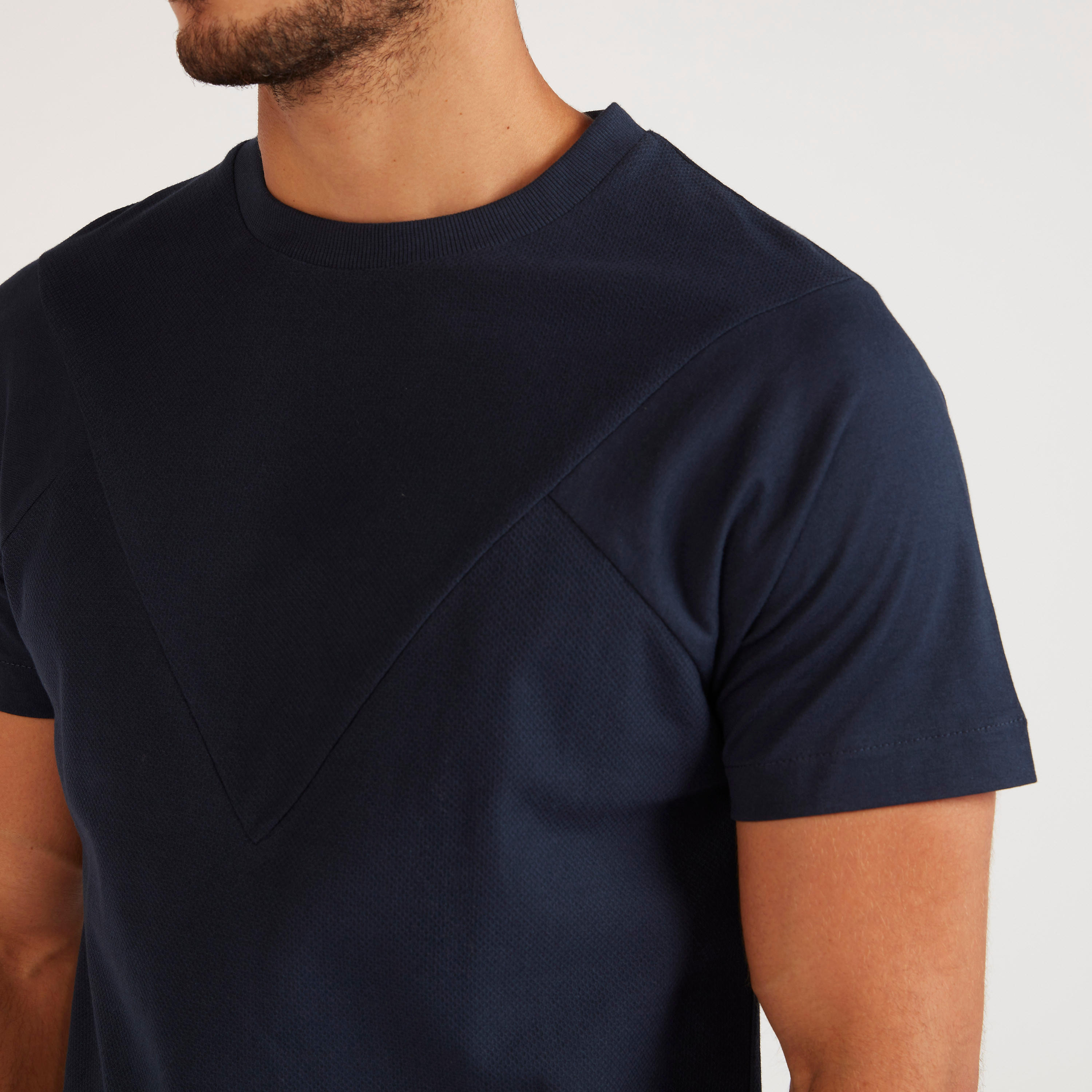 Textured T-shirt with Crew Neck and Short Sleeves-men-clothing-tshirtsandpolos-tshirts-image-3