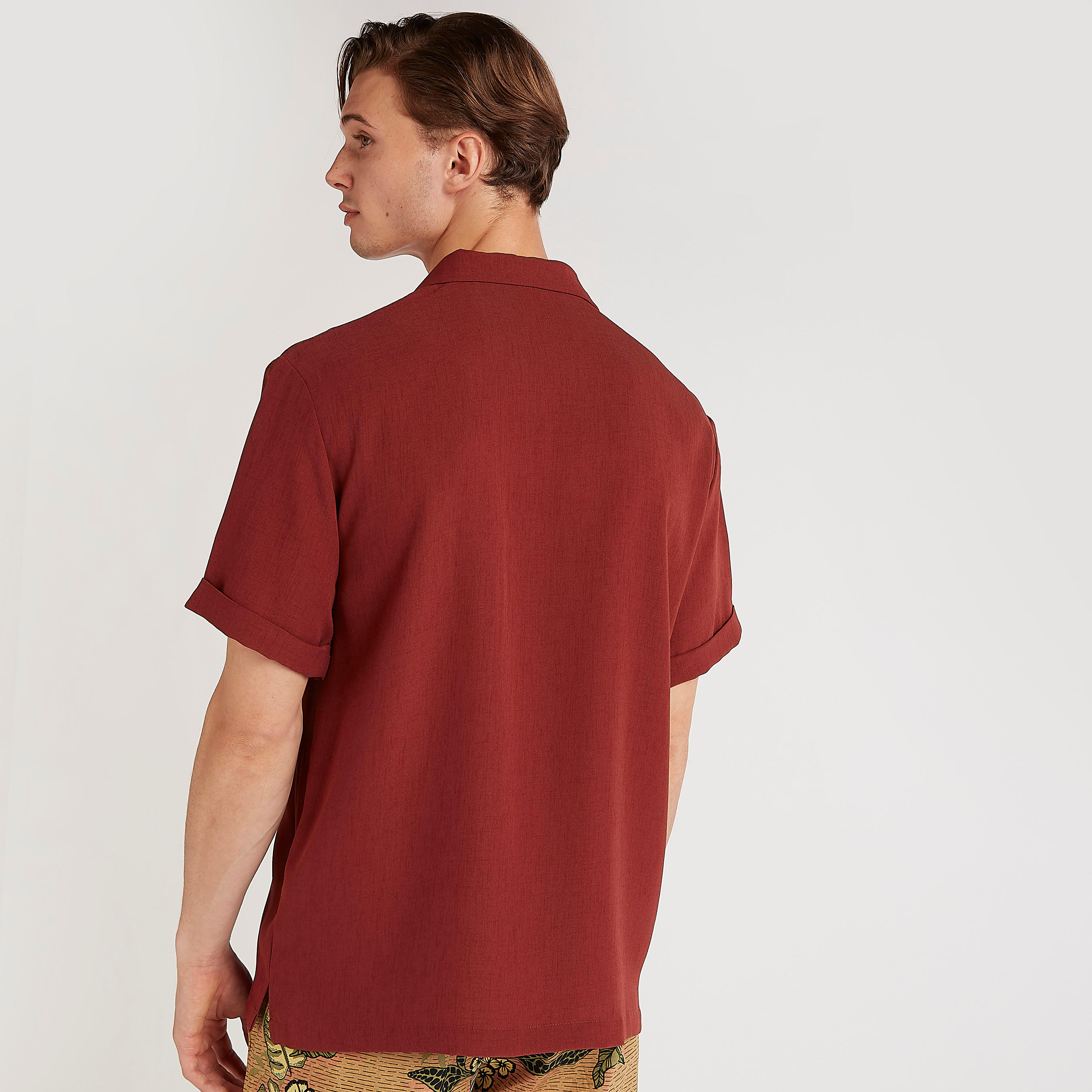 Iconic Solid Relaxed Fit Shirt with Short Sleeves-men-clothing-shirts-image-5