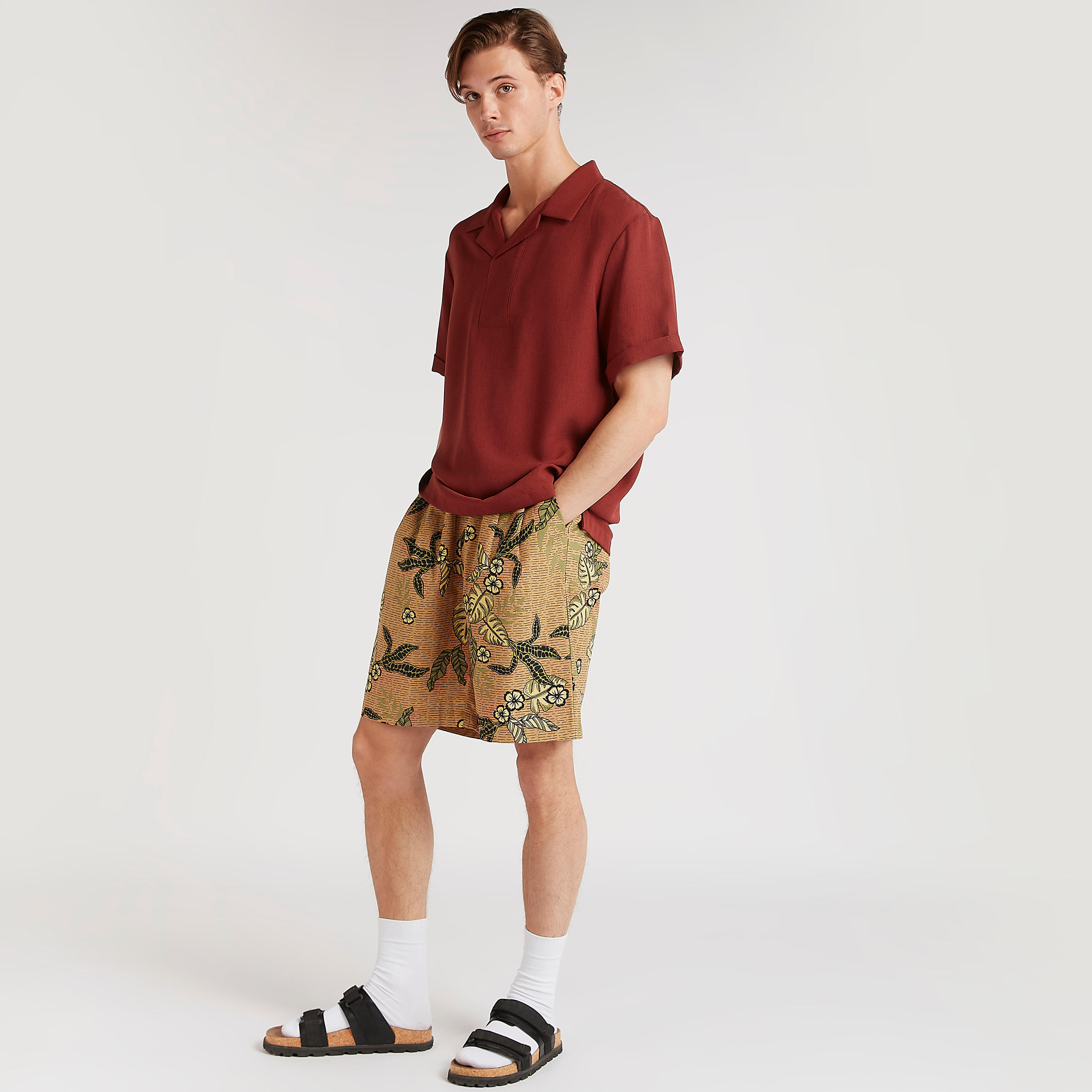 Iconic Printed Flexi Waist Shorts with Pockets-men-clothing-bottoms-shorts-image-2