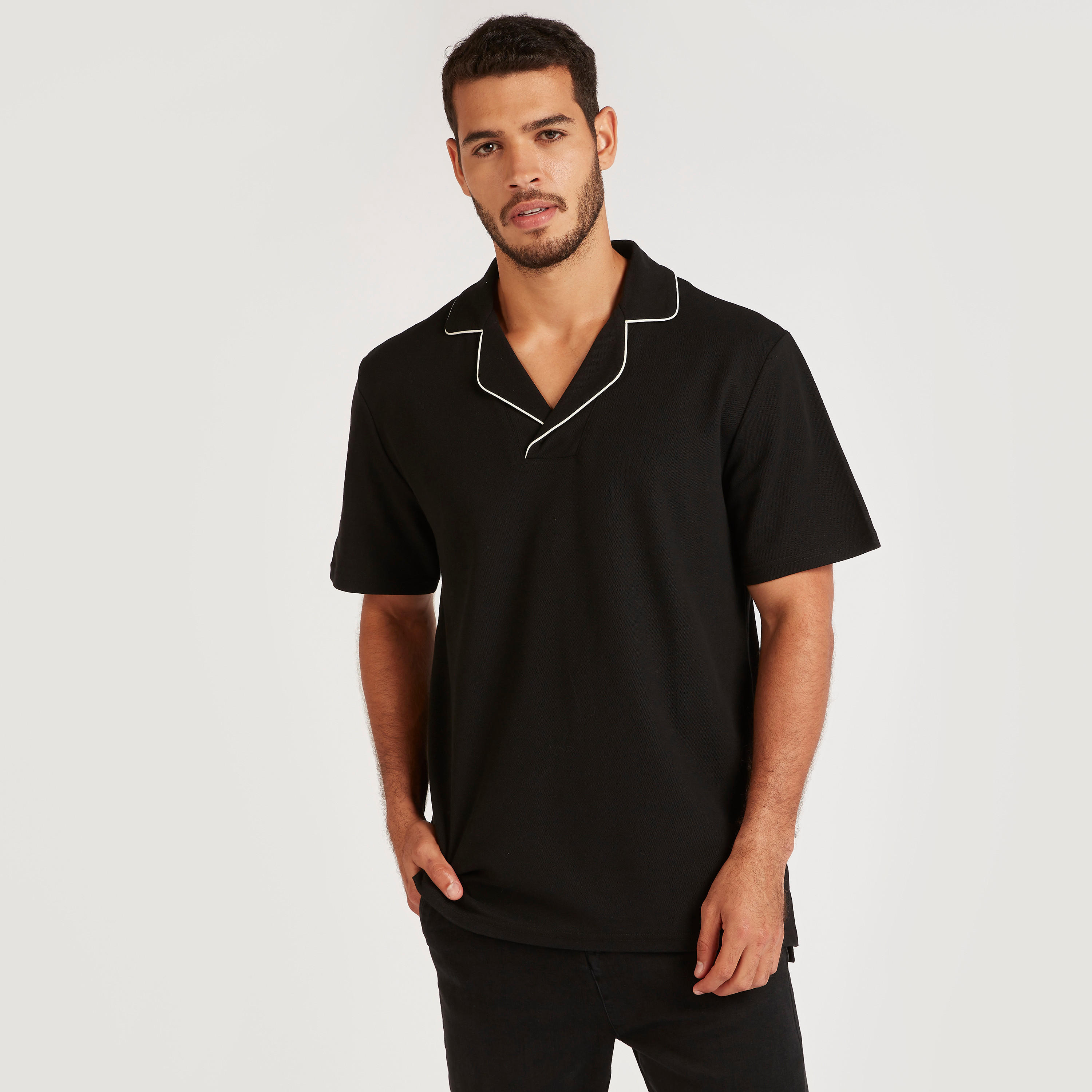 Iconic Solid Polo T-shirt with Short Sleeves-men-clothing-tshirtsandpolos-polos-image-1