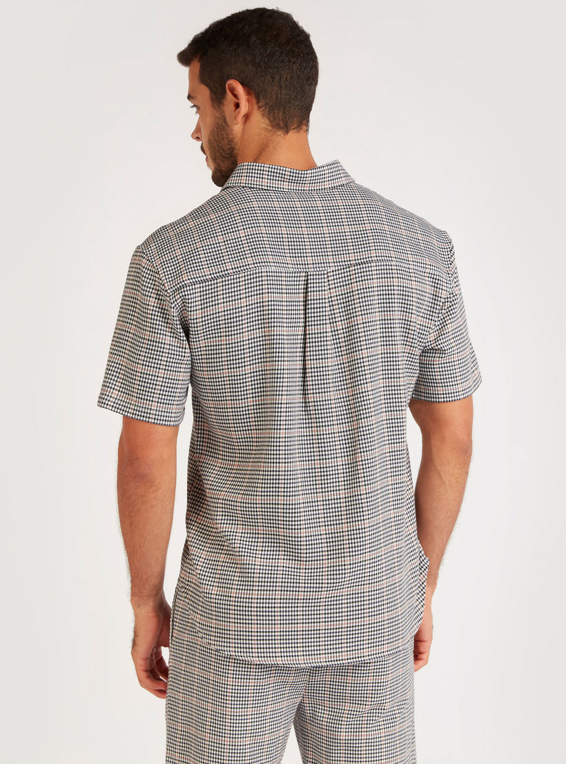 Iconic Checked Slim Fit Shirt with Short Sleeves and Flap Pockets-men-clothing-shirts-image-5