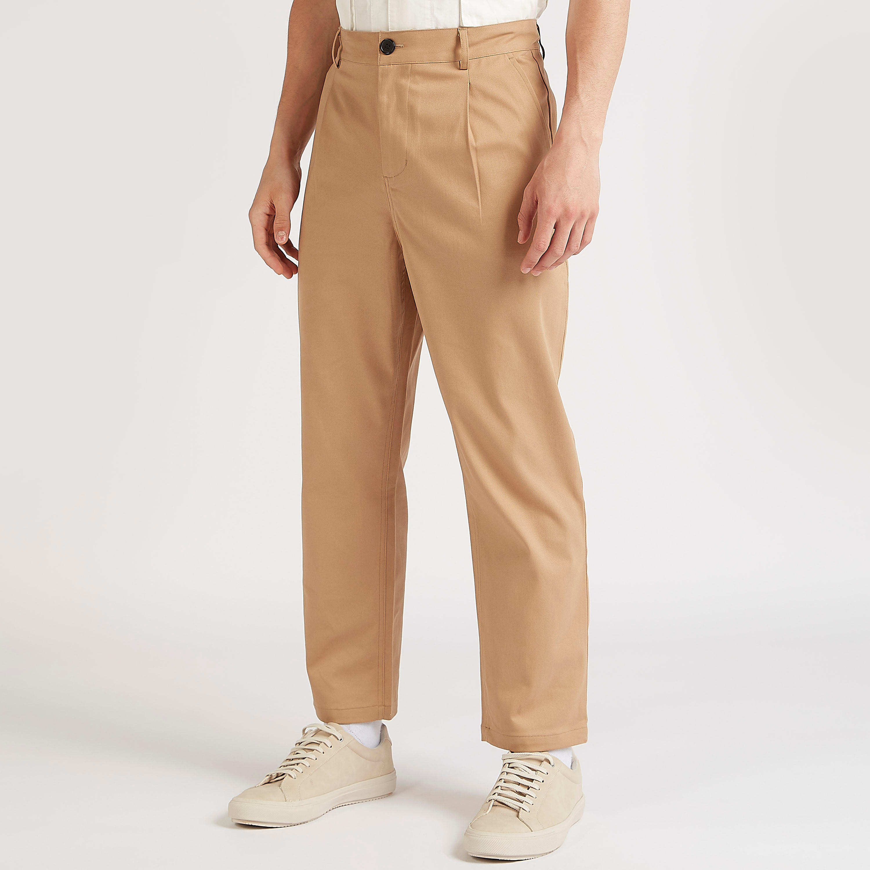 Iconic Solid Relaxed Fit High-Rise Trousers-men-clothing-bottoms-trousersandchinos-trousers-image-1
