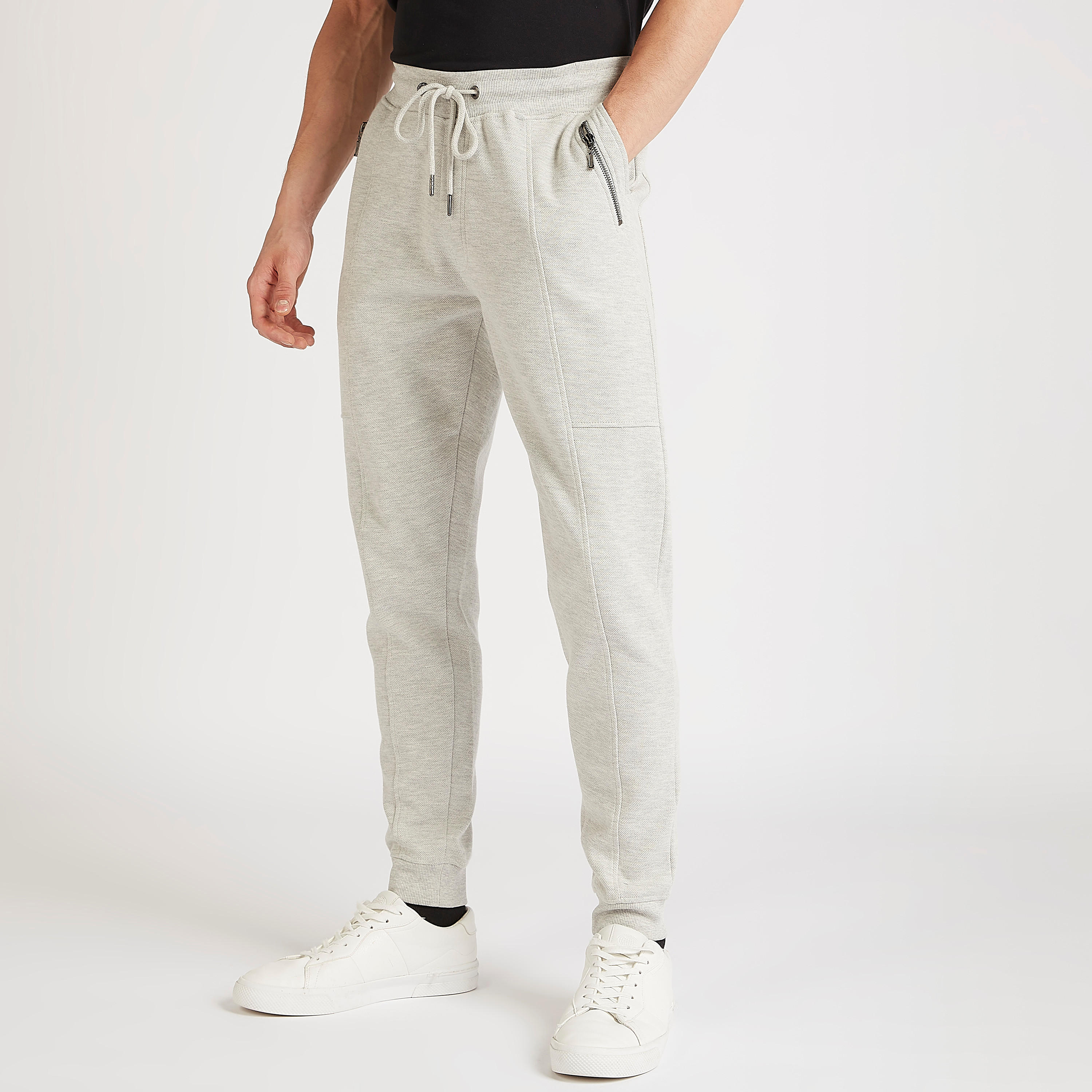 بنطلون رياضي بجيوب بسحّاب ورباط إغلاق من آيكونيك-men-clothing-bottoms-joggers-image-1