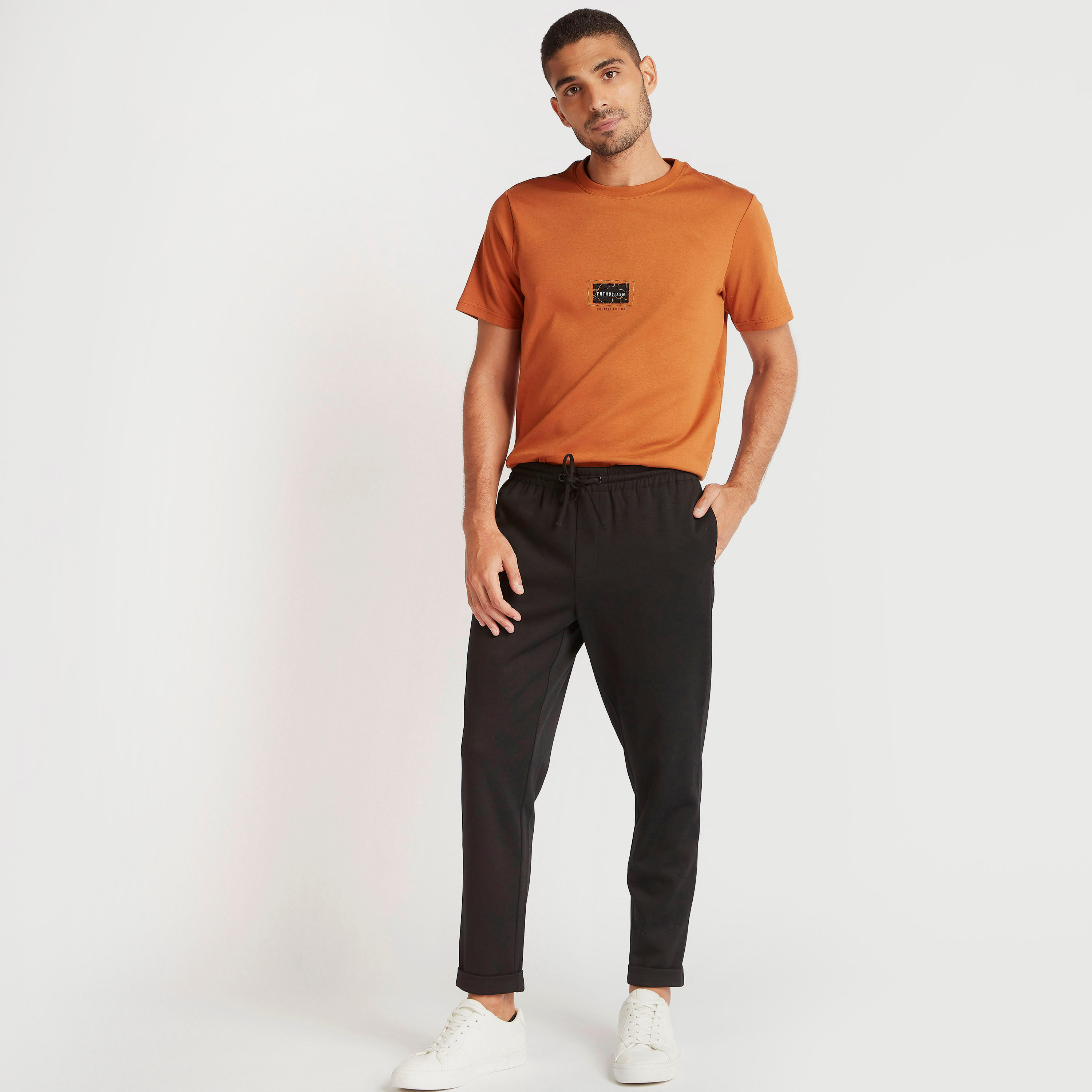 Printed Slim Fit T-shirt with Crew Neck and Short Sleeves-men-clothing-tshirtsandpolos-tshirts-image-2