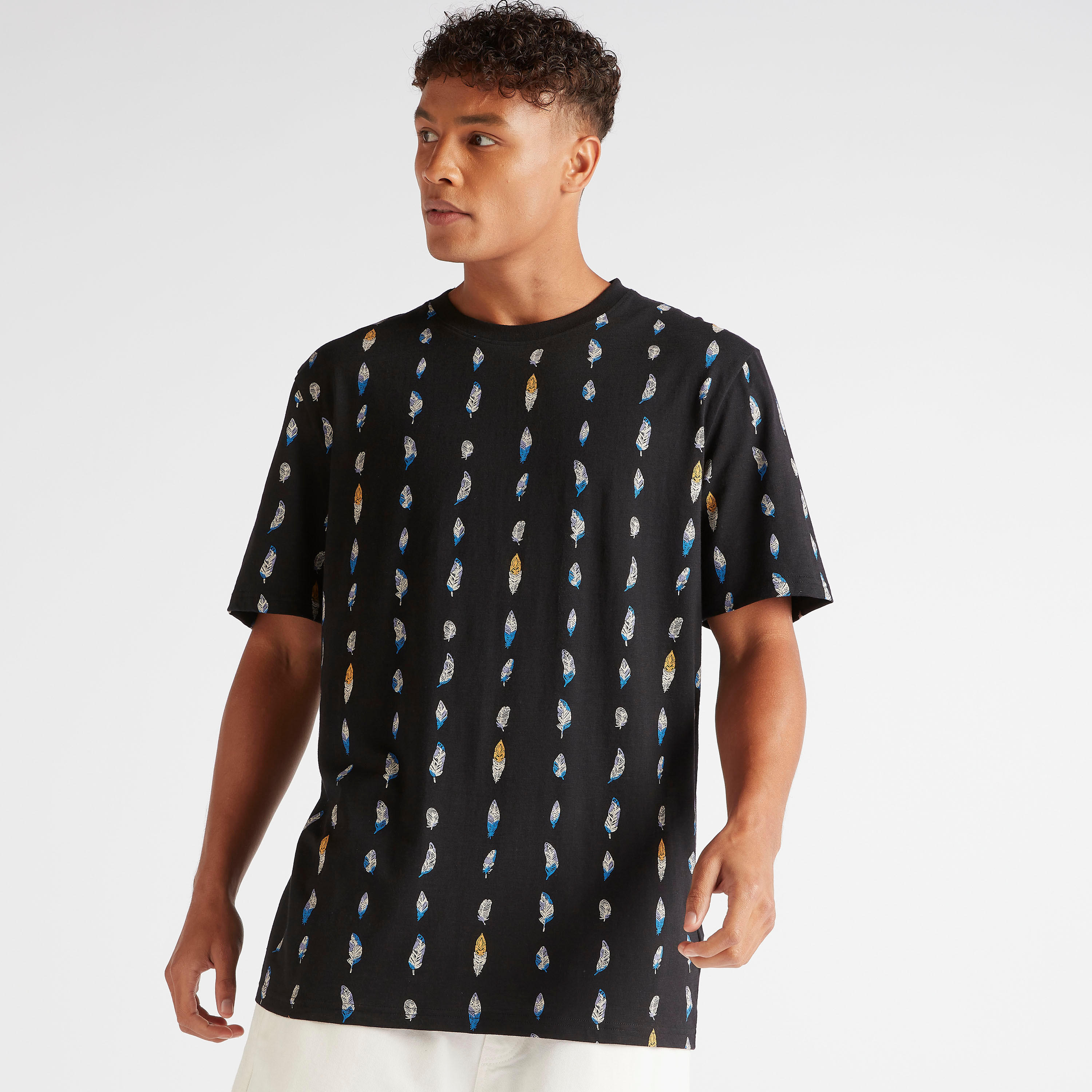 Iconic Feather Print T-shirt with Crew Neck-men-clothing-tshirtsandpolos-tshirts-image-1