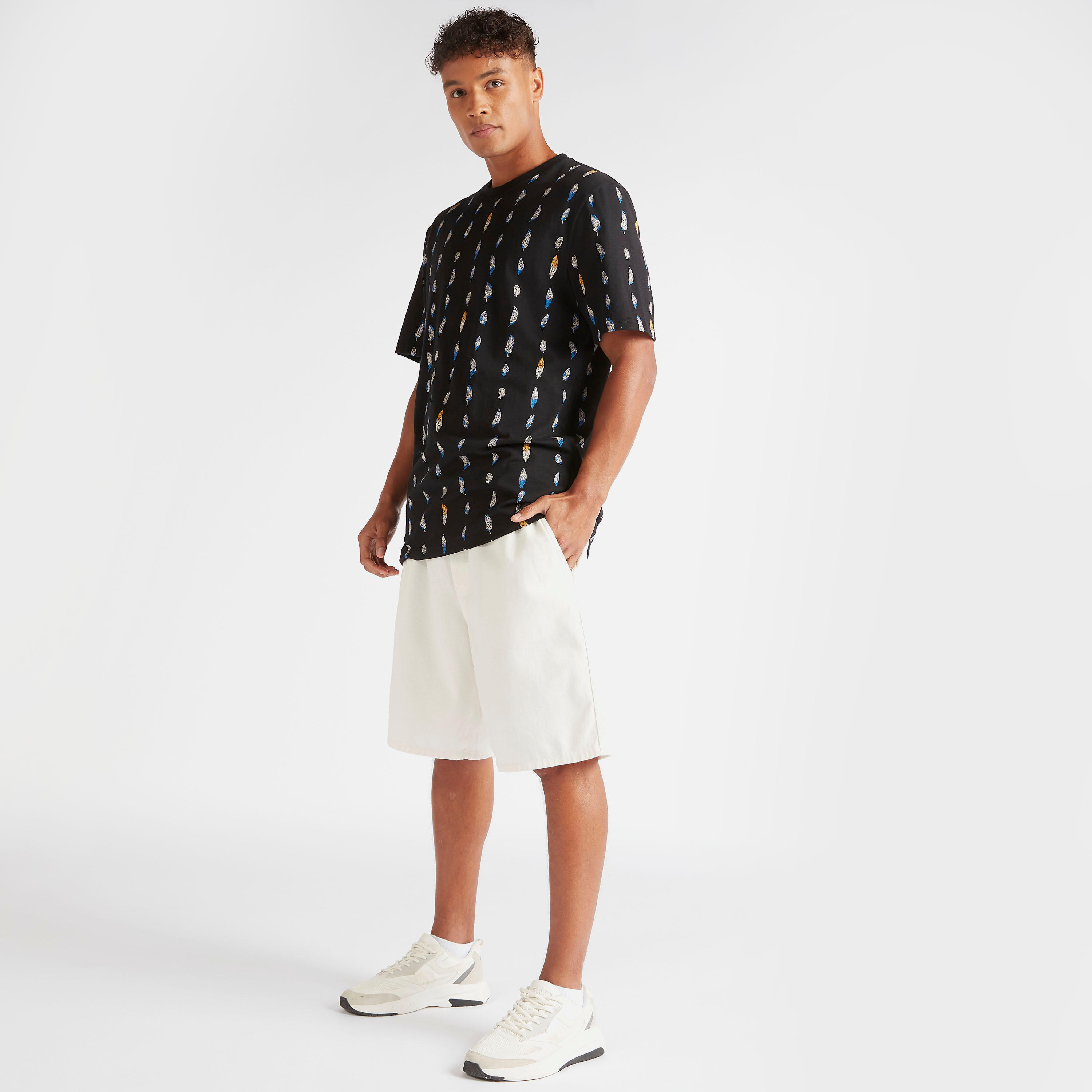 Iconic Feather Print T-shirt with Crew Neck-men-clothing-tshirtsandpolos-tshirts-image-2
