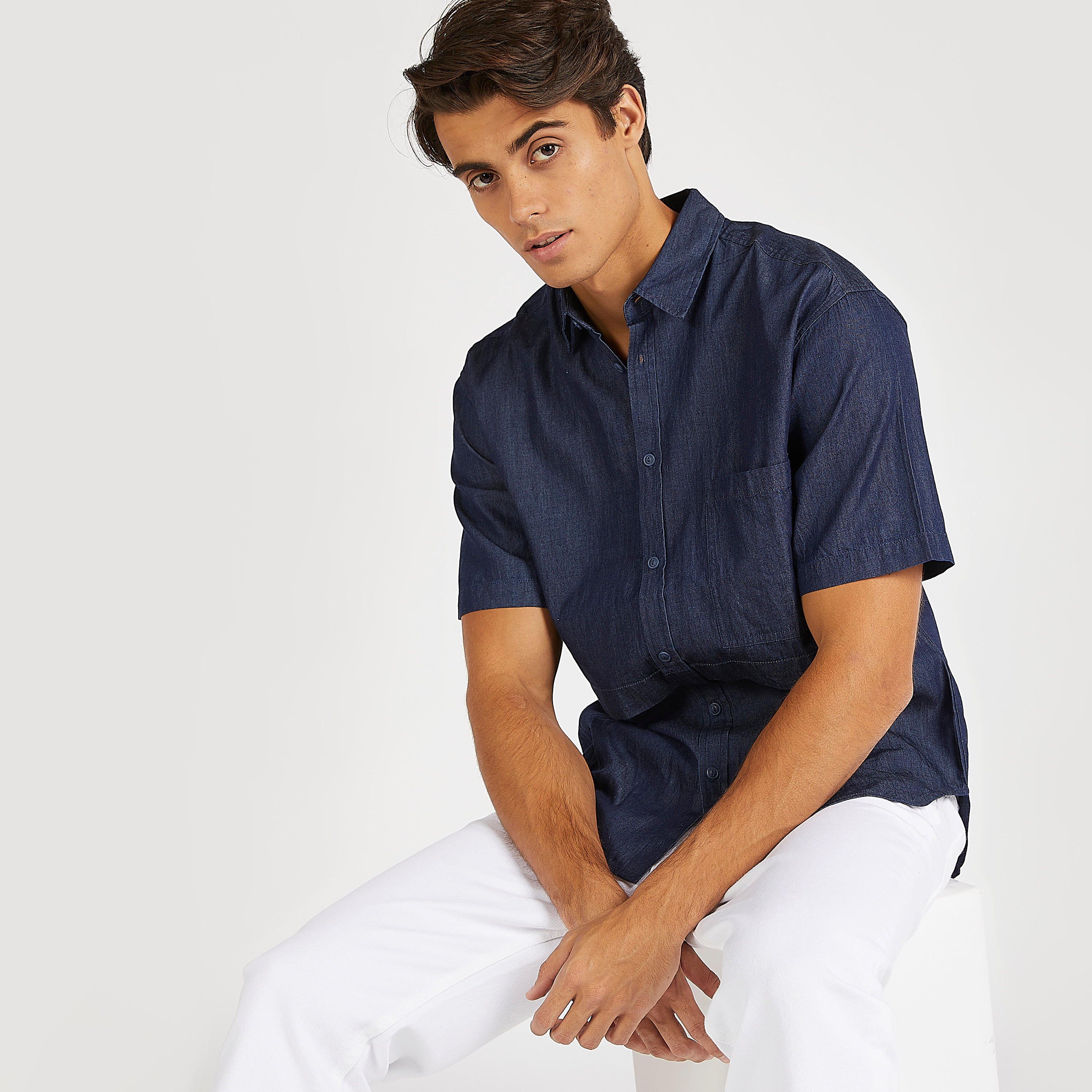 تيشيرت سادة سليم بأكمام قصيرة من آيكونيك-men-clothing-shirts-image-5