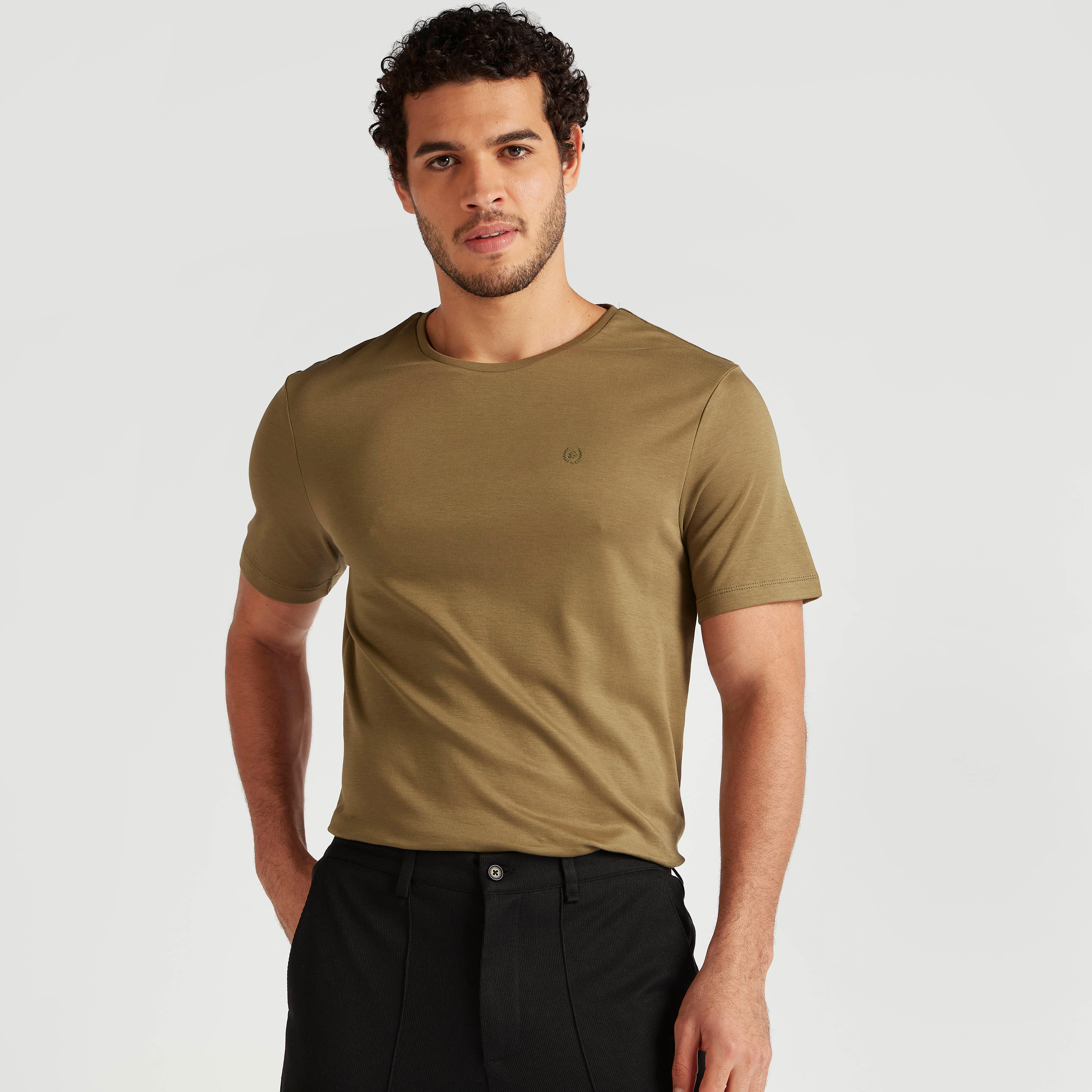 Iconic Solid Crew Neck T-shirt with Short Sleeves-men-clothing-tshirtsandpolos-tshirts-image-1