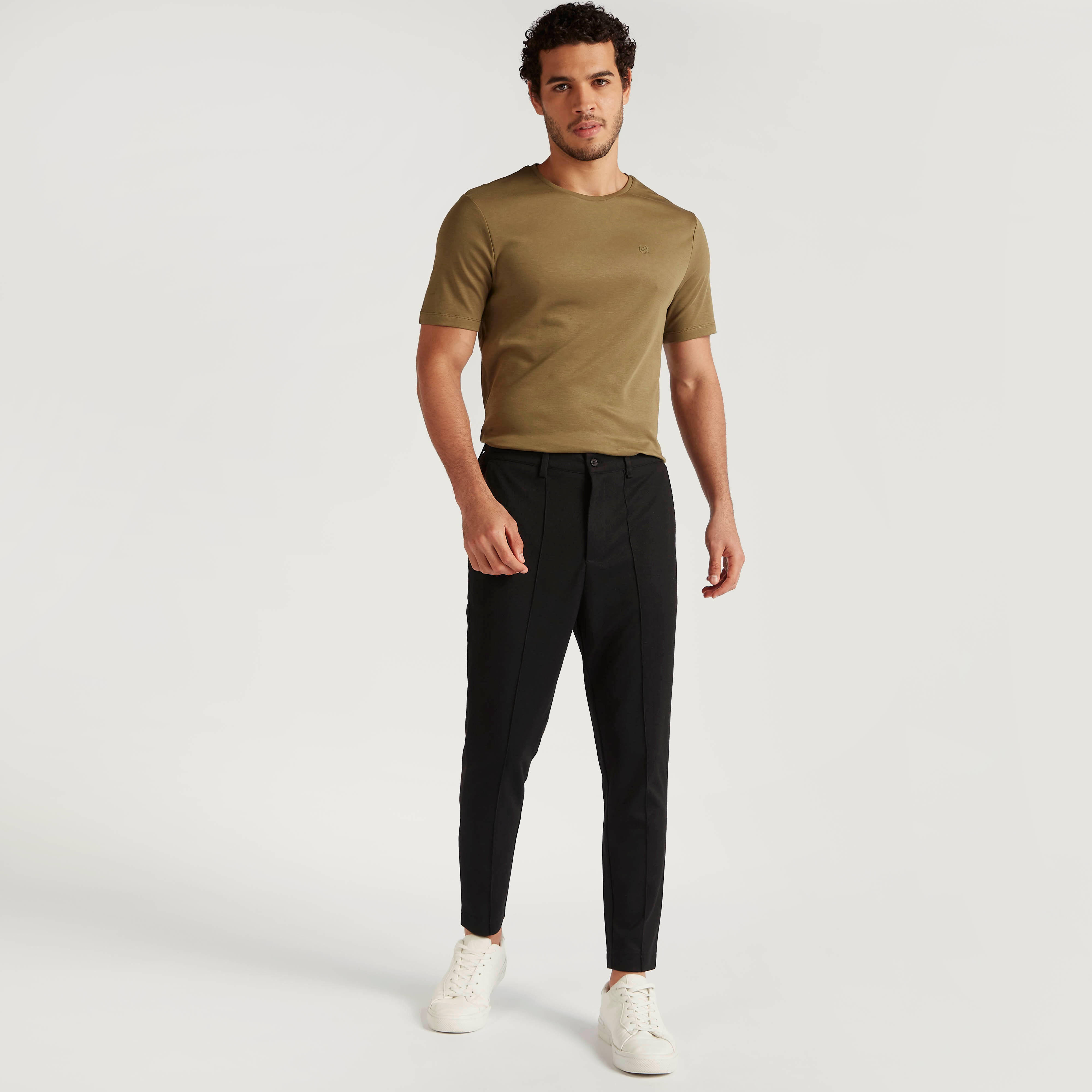 Iconic Solid Crew Neck T-shirt with Short Sleeves-men-clothing-tshirtsandpolos-tshirts-image-2