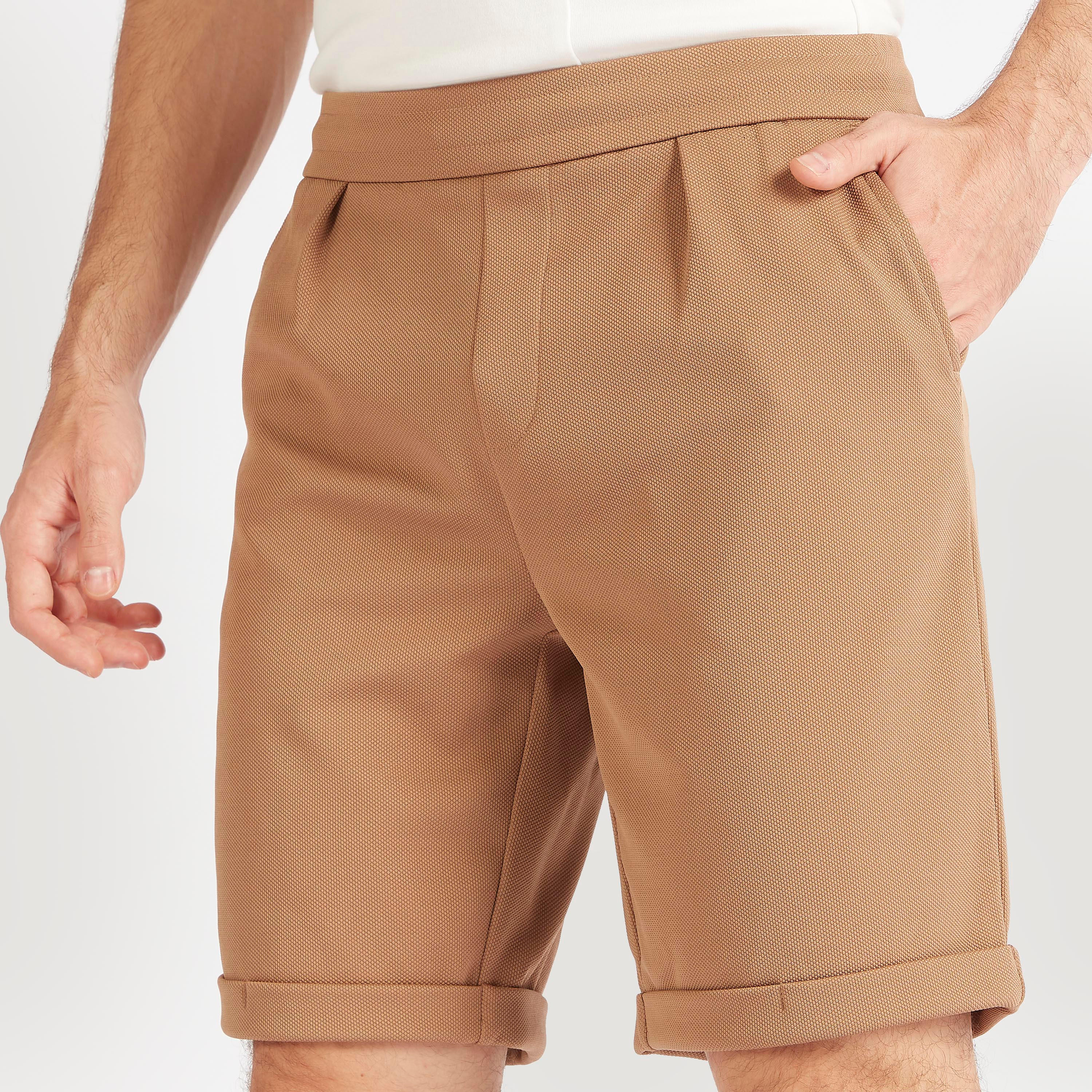 شورت بارز الملمس بجيوب وأطراف ملفوفة من آيكونيك-men-clothing-bottoms-shorts-image-3
